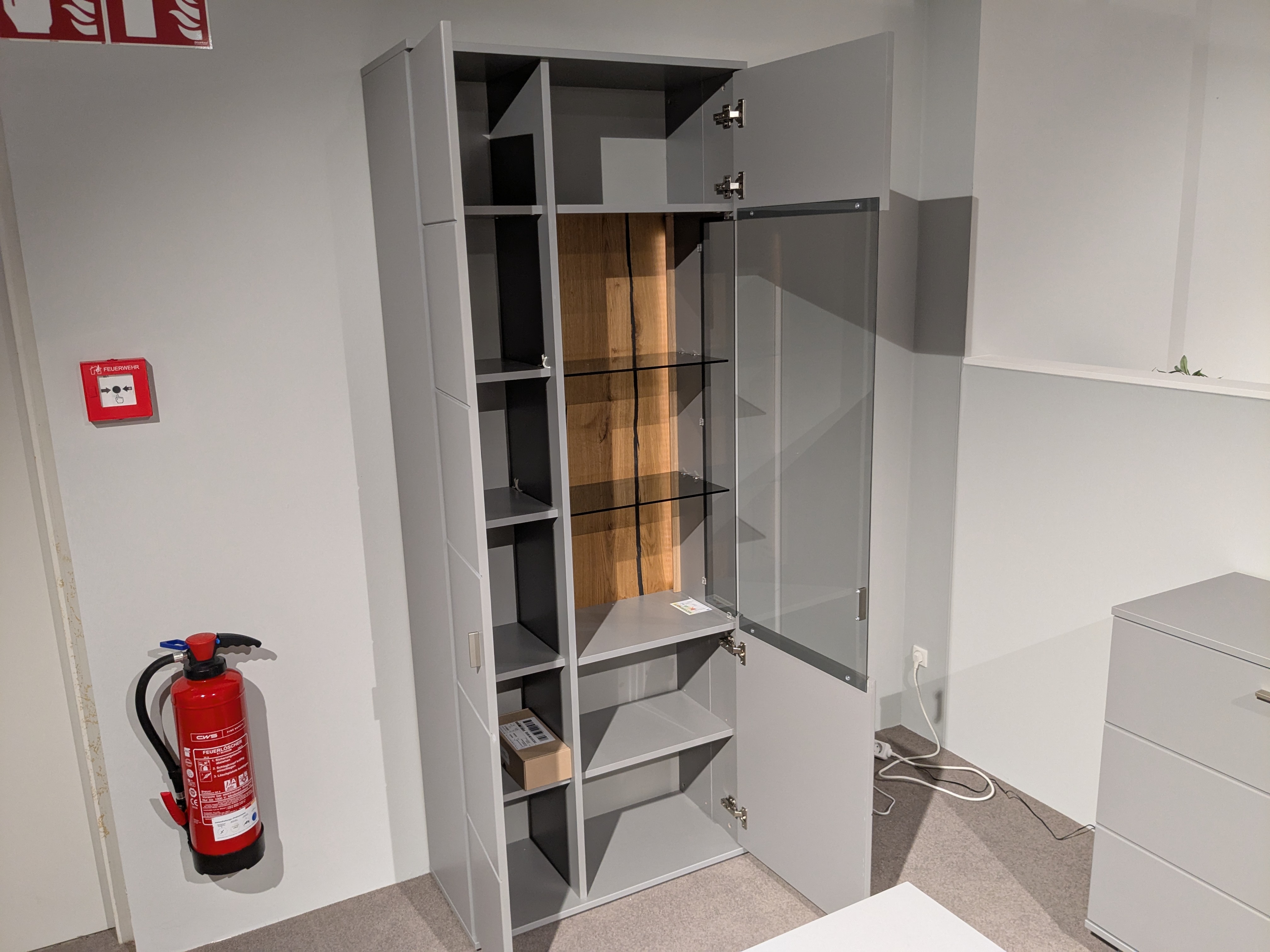 Kombi-Vitrine, grau lackiert,  - LS 286222