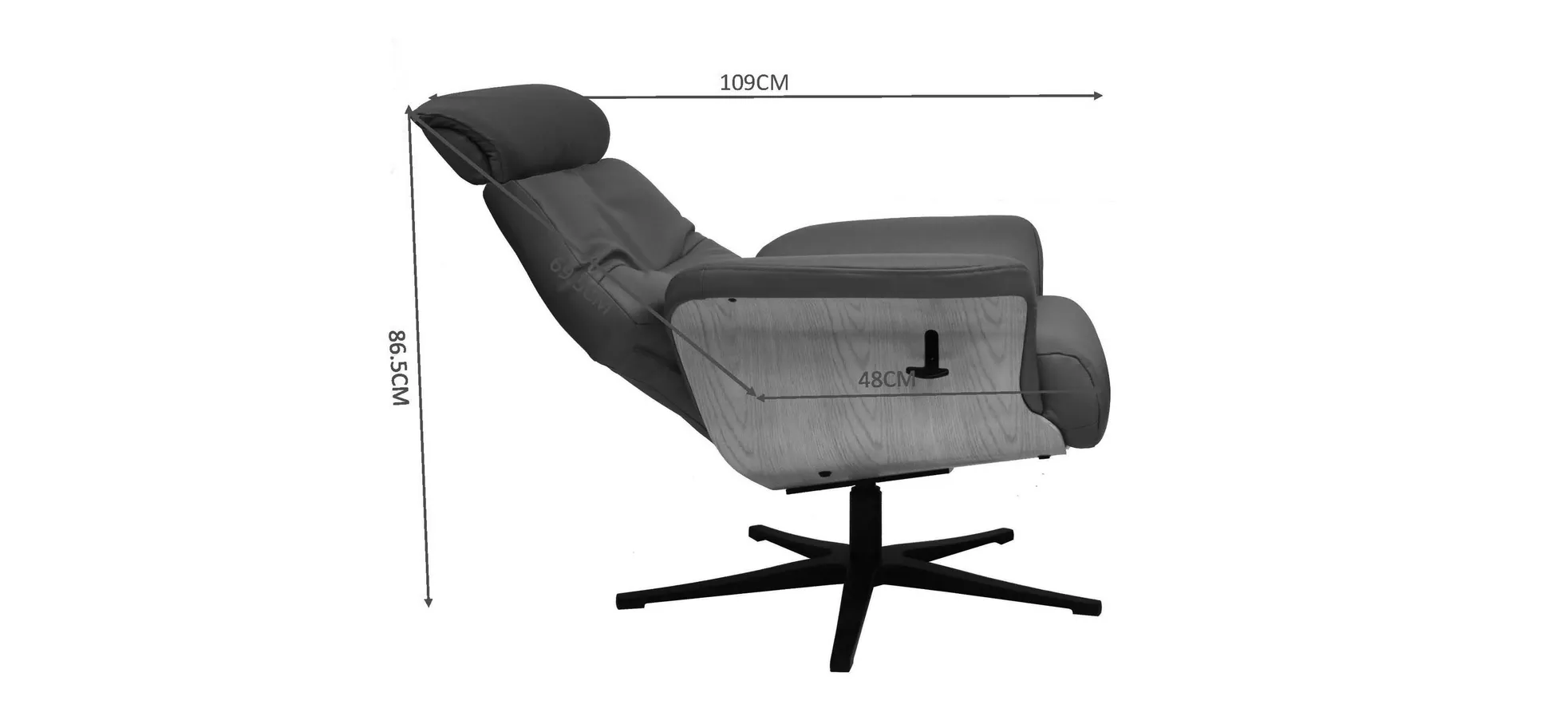 Relaxsessel mit Hocker, Leder dunkelbraun - Moani