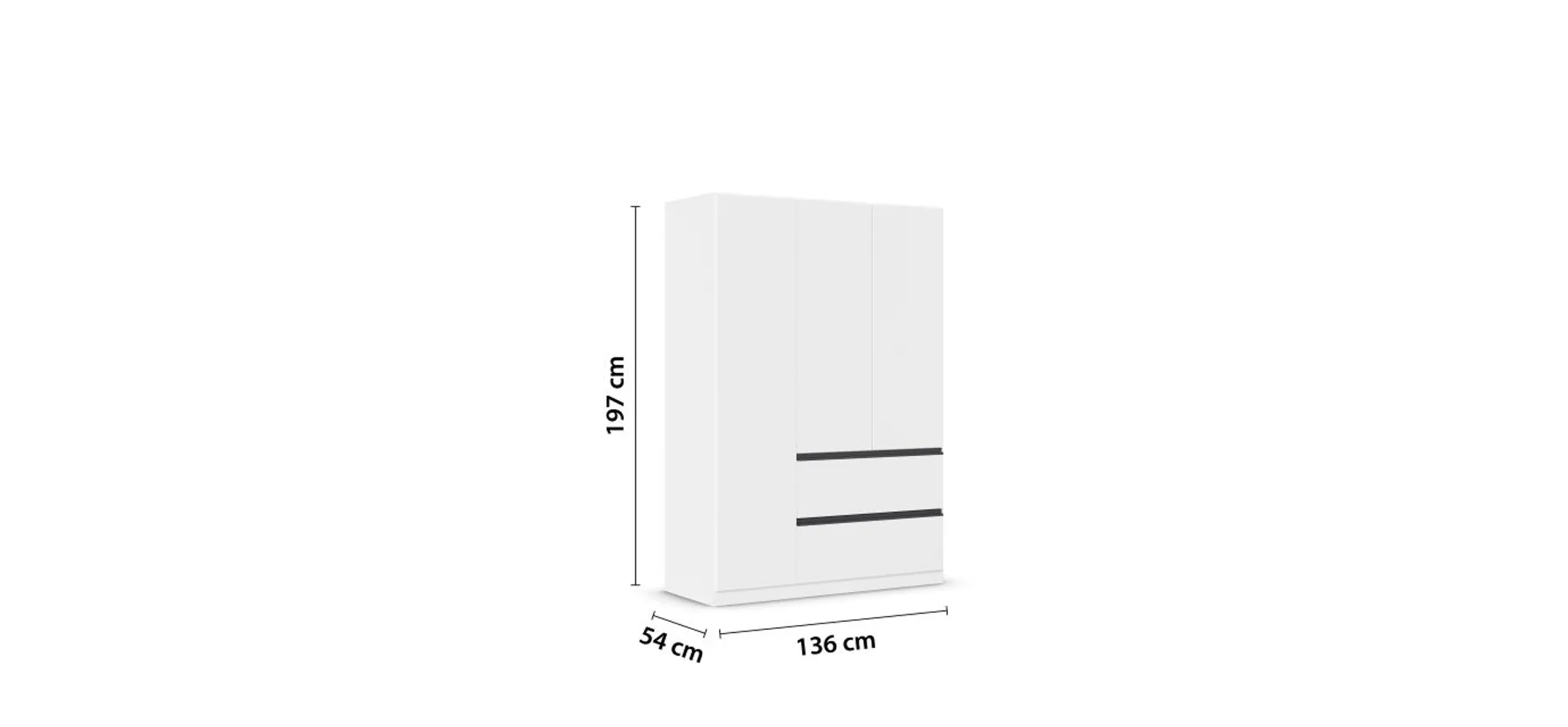 Drehtürenschrank RASA- B ca. 136 cm, Weiß