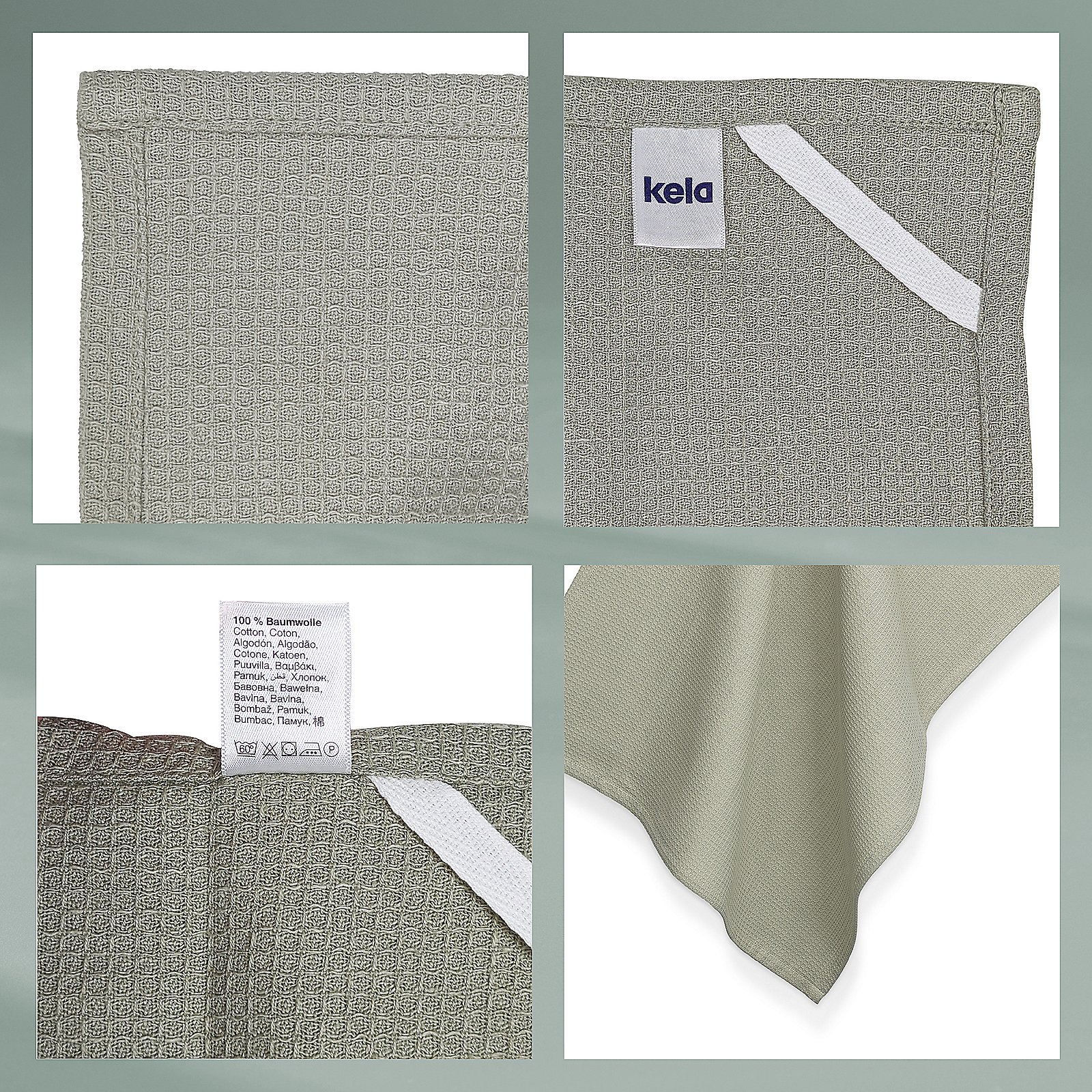 Geschirrtuch Tia 50x70 cm - 100%Baumwolle rauchgrün