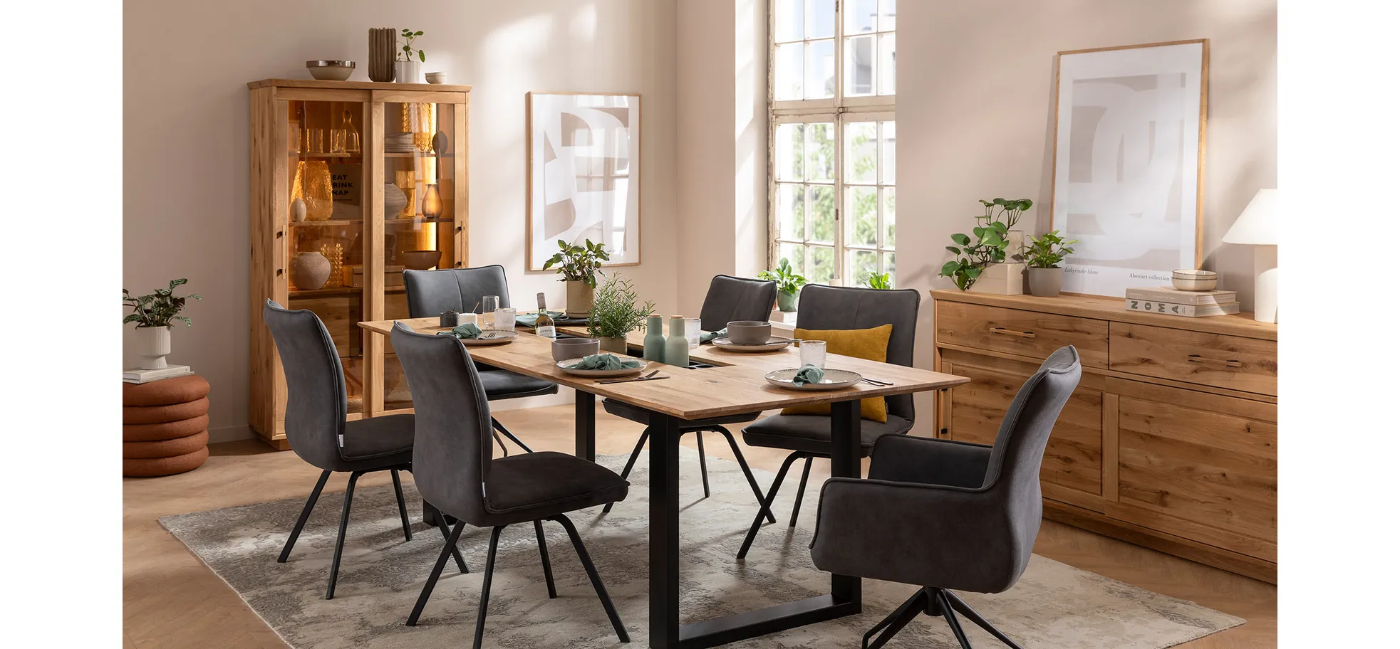 Glasvitrine, Wildeiche massiv natur geölt - Oreia