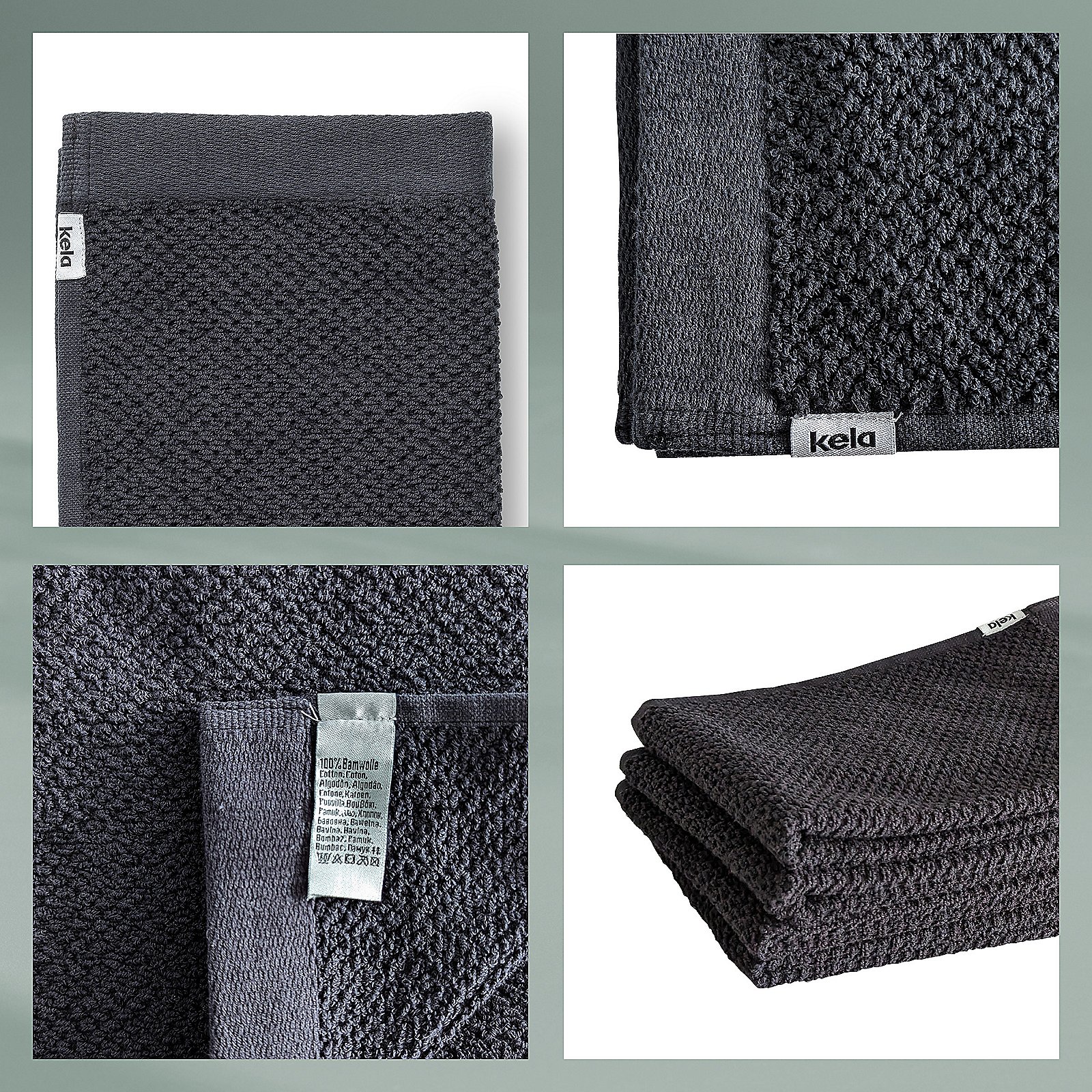Handtuch Lavinia 100x50 cm - 100%orgBaumwolle schwarz