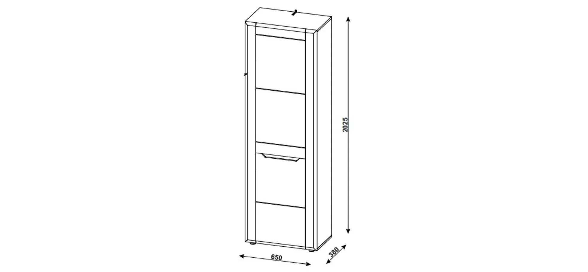 Garderobenschrank - B ca. 65 cm, Eiche Evoke Nachbildung, Weiß Hochglanz