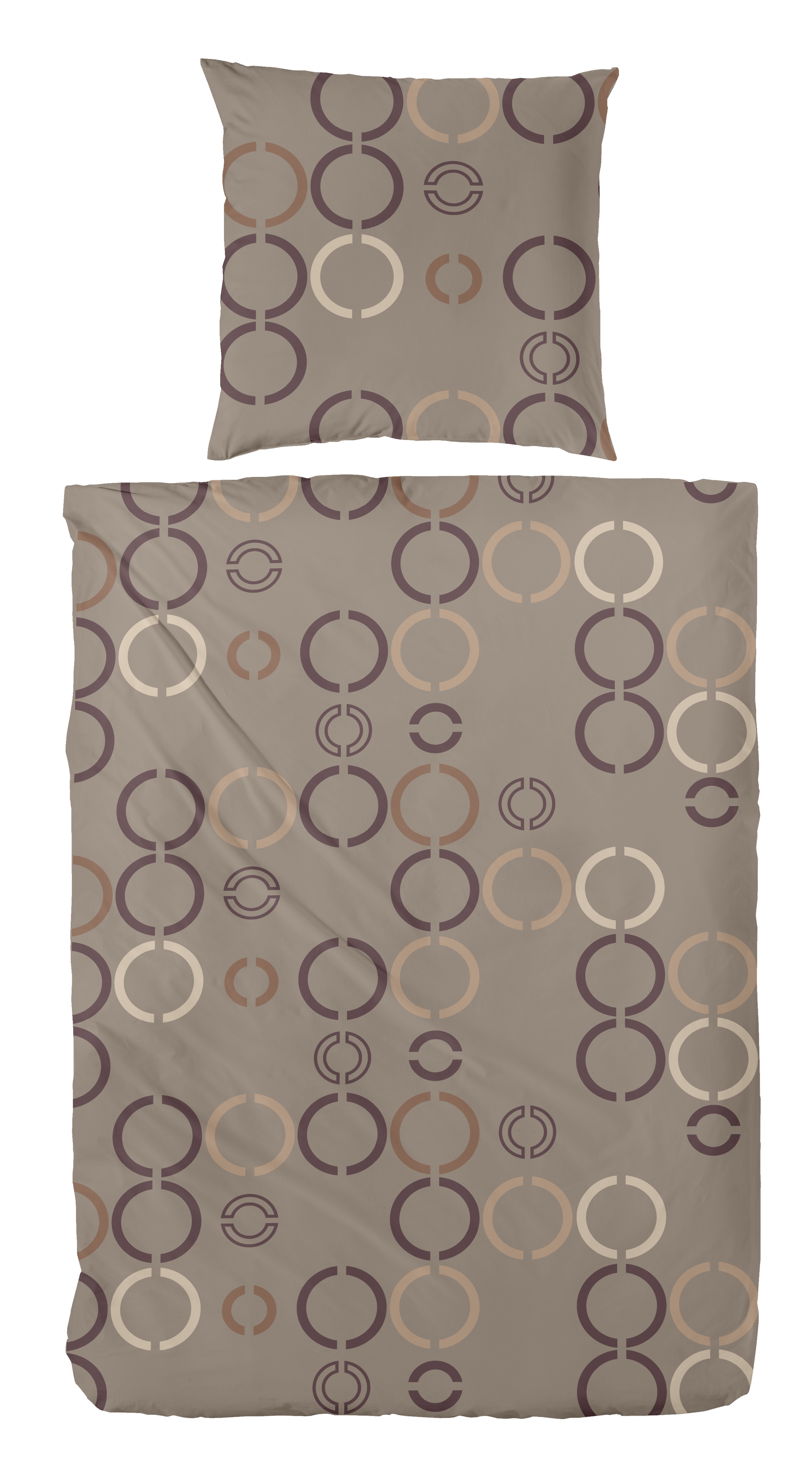 Mako-Satin-Bettwäsche, 155x220cm, braun-beige - 100% Baumwolle