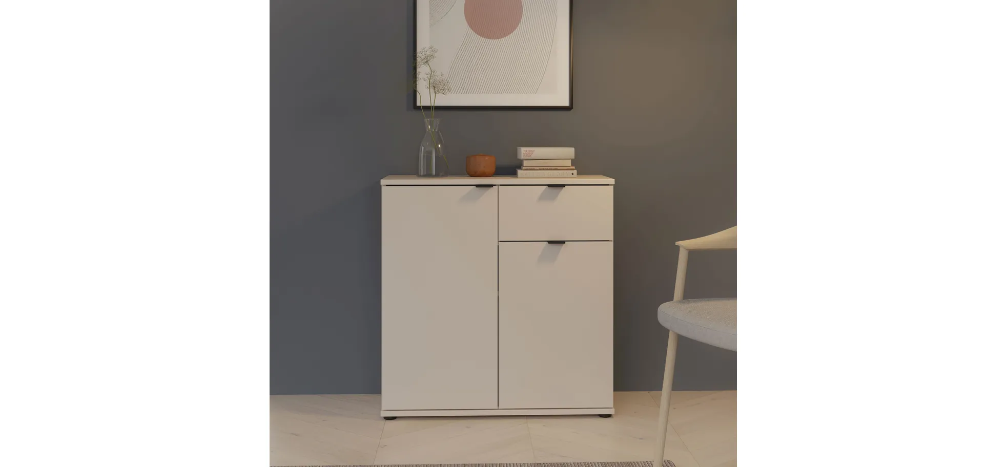 Kommode, Sand, 2 Türen, 1 Schub - Finella