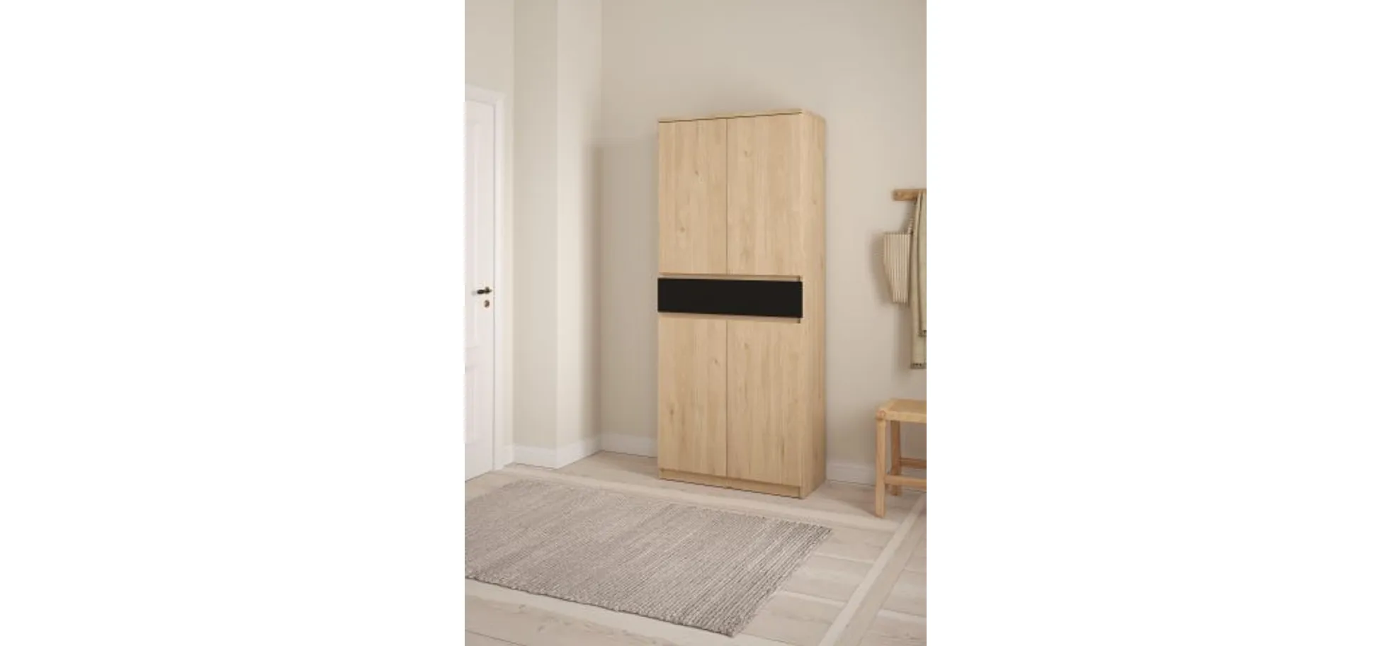 Schuhschrank - B ca. 81 cm, Jackson Hickory Nachbildung, Schwarz