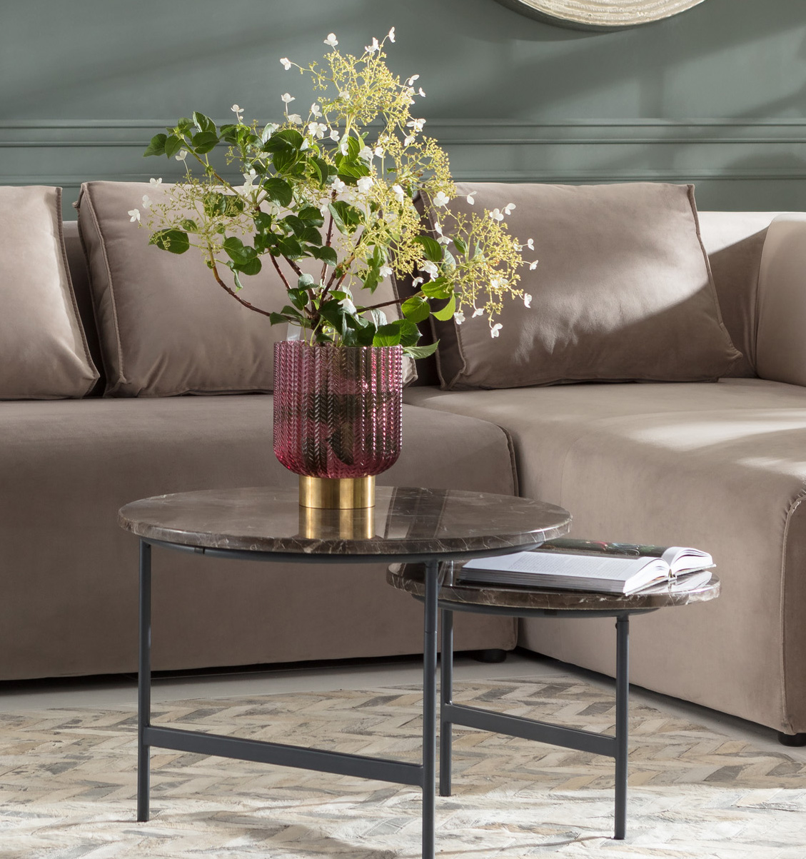 Vase Barfly Berry, Glas rosa, gold  - Flower
