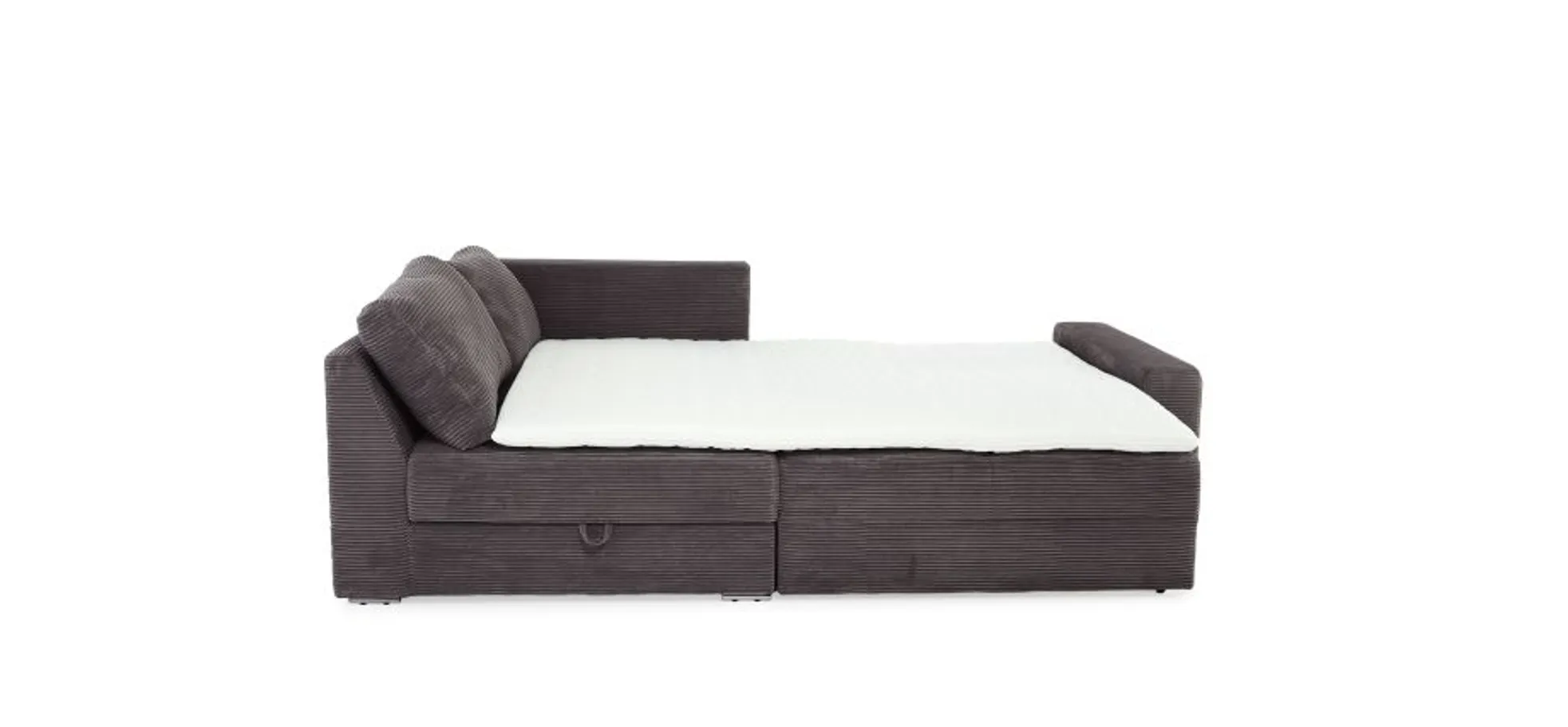 Ecksofa JANIS - 2,5-Sitzer, Ecke rechts inkl. Schlaffunktion, Stoff, Grau