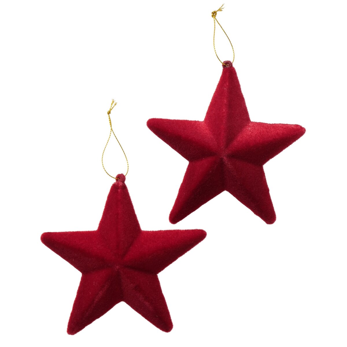 Weihnachtsanhänger Stern, 2-er Set - ca. 4x13x14cm, dunkelrot