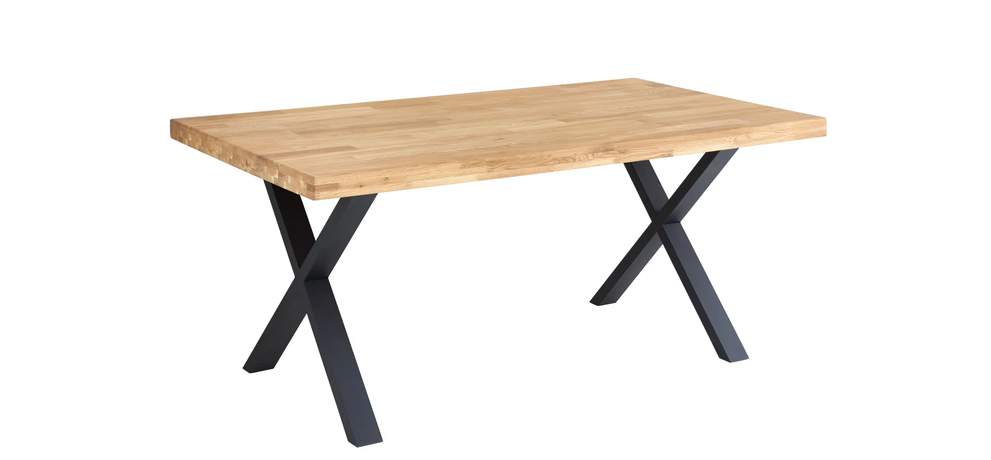 Esstisch - LB ca. 180x100 cm, Eiche massiv geölt, Schwarz