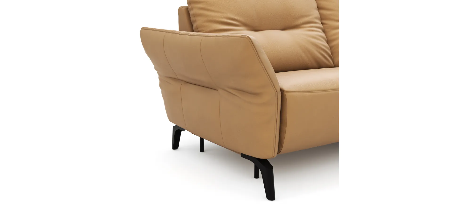 Sofa Bahia - 2-Sitzer inkl. Kopfstütze/ Armlehne verstellbar und Relaxfunktion (motorisch), Leder, Kurkuma