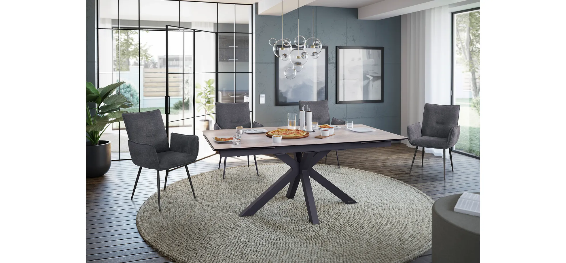 Esstisch, ausziehbar, Glaskeramik hellbraun - Melania