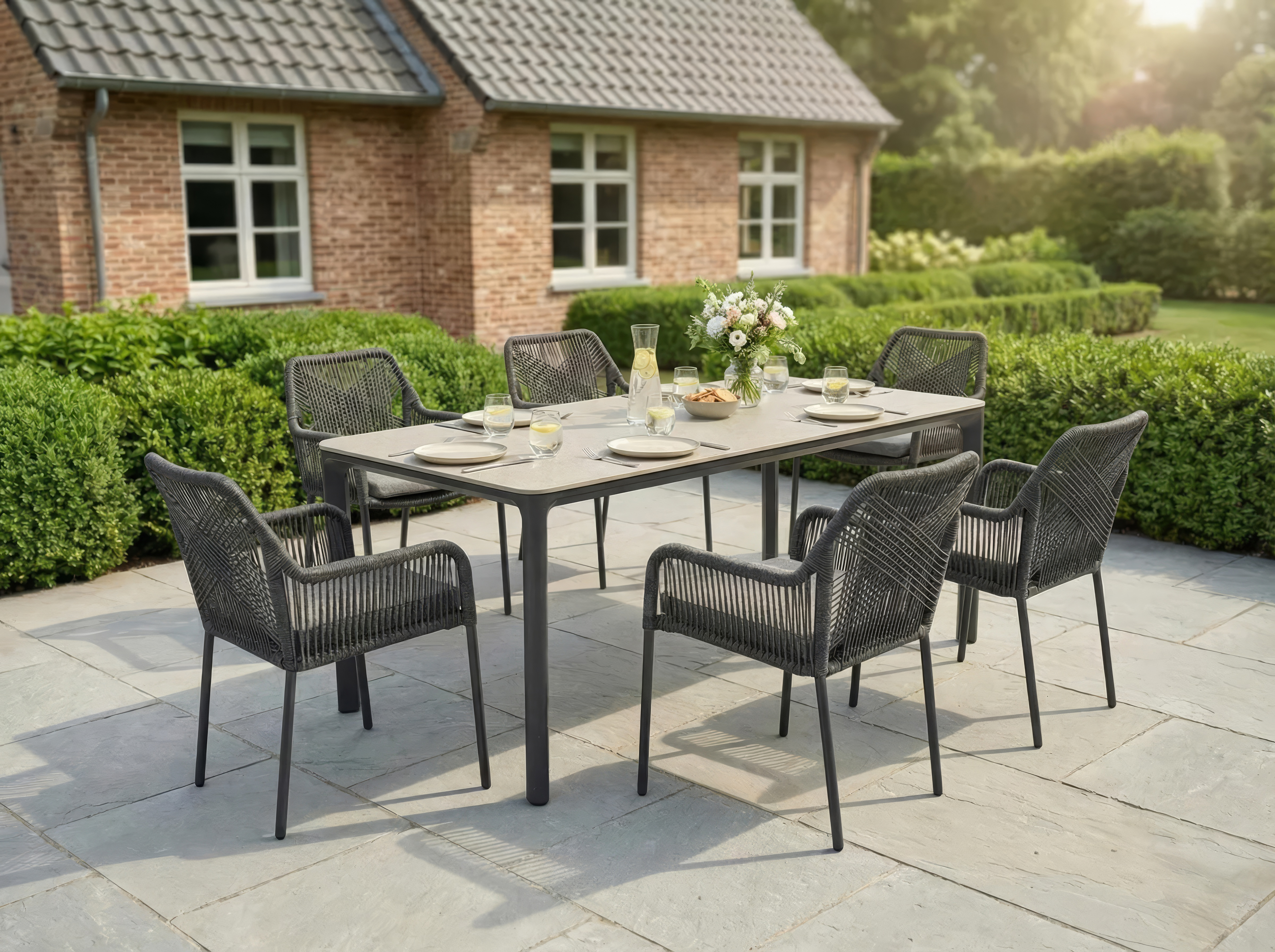 Armlehnstuhl, Rope dunkelgrau - Stilo