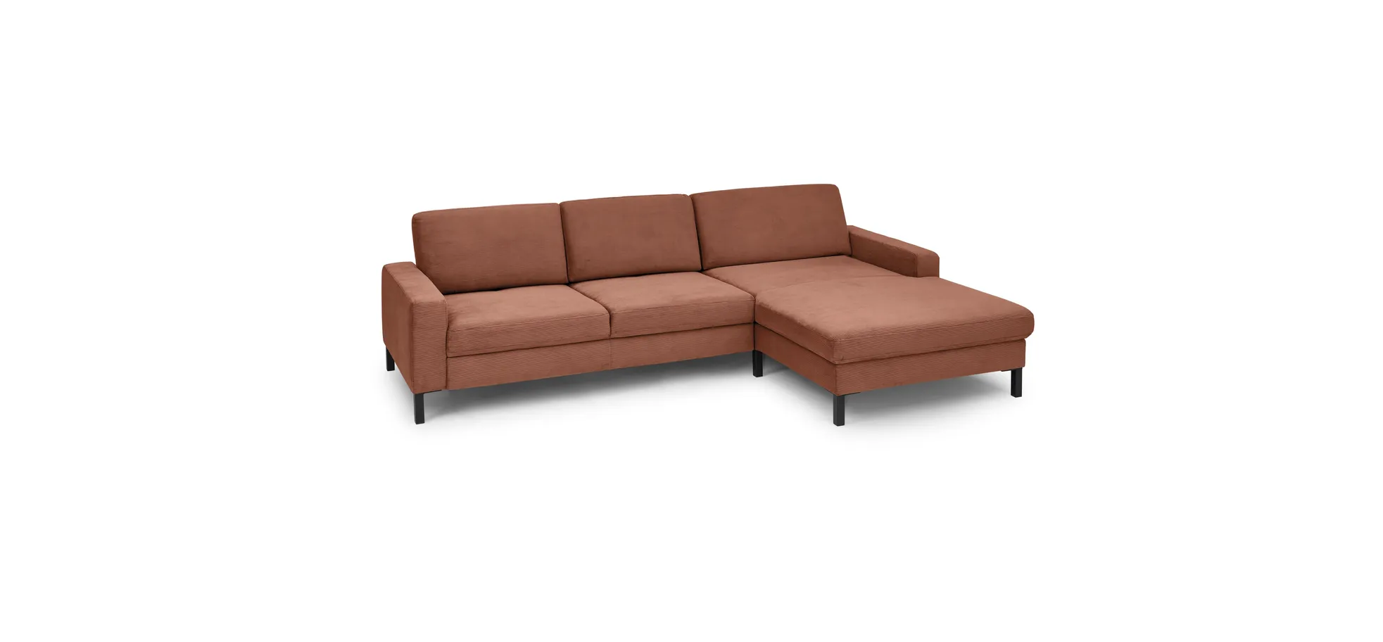  Ecksofa CALM MOVE 2.0 - 2,5-Sitzer mit Longchair rechts, Feincord, Rost