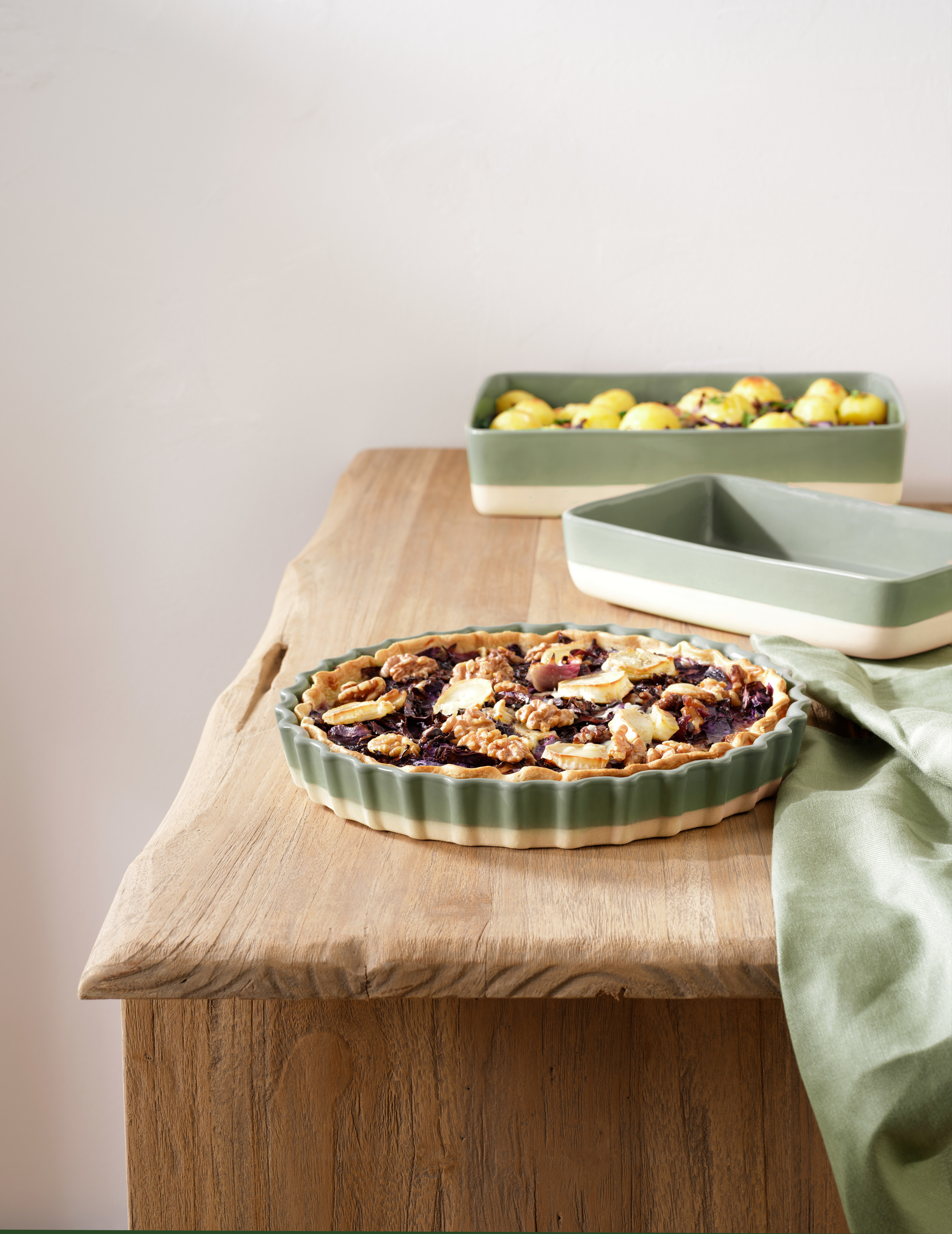 Tarteform salbei, D. 30 cm, H. 4 cm - Grande