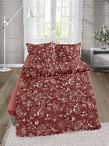 CASEA Mako-Satin-Bettwäsche - Maines,135x200cm, rot, Paisley