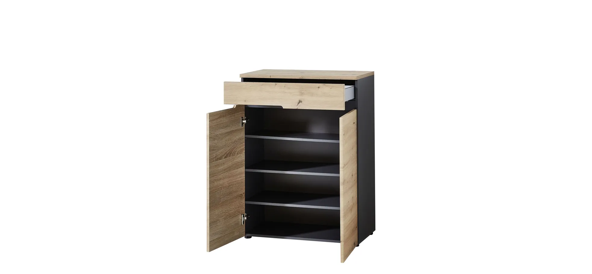 Schuhschrank - Eiche Dekor, Graphit