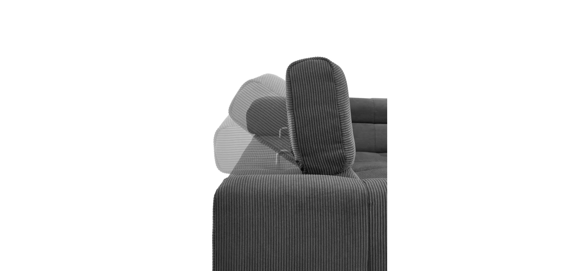  Ecksofa COLLEEN - 2-Sitzer mit Ecke rechts, Sitzvorzug motorisch, Feincord, Anthrazit
