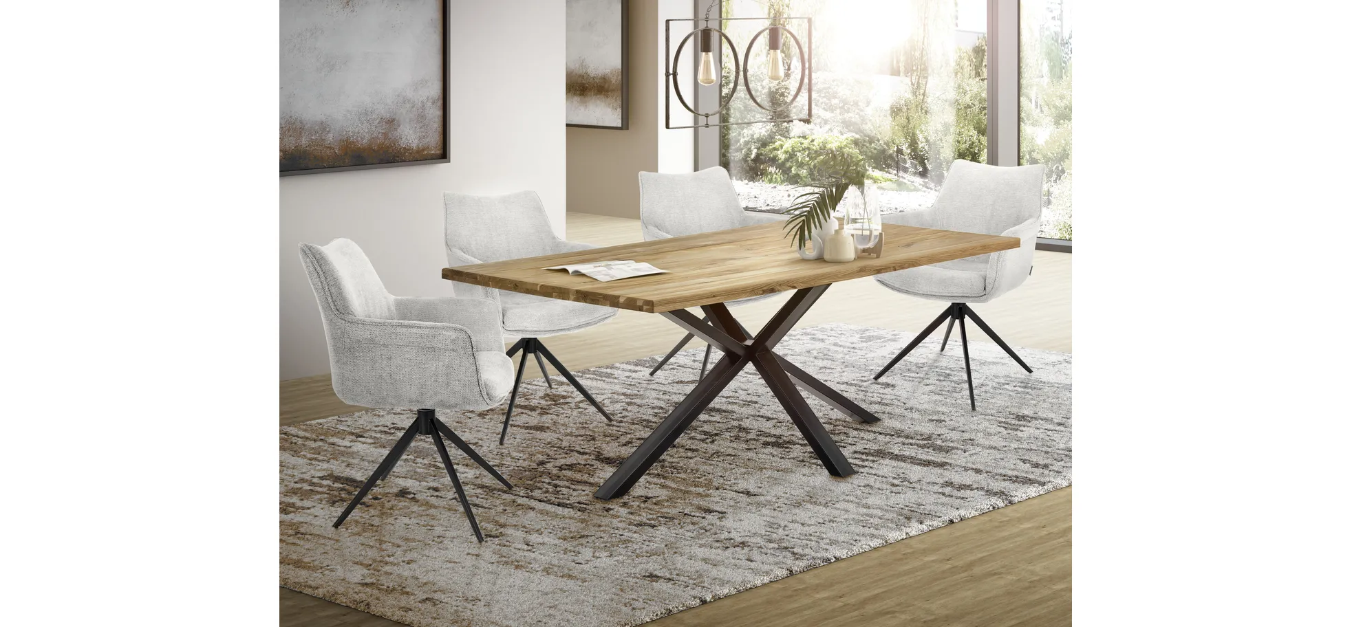 Armlehnstuhl, Bezug weiß, 360° drehbar - Maike