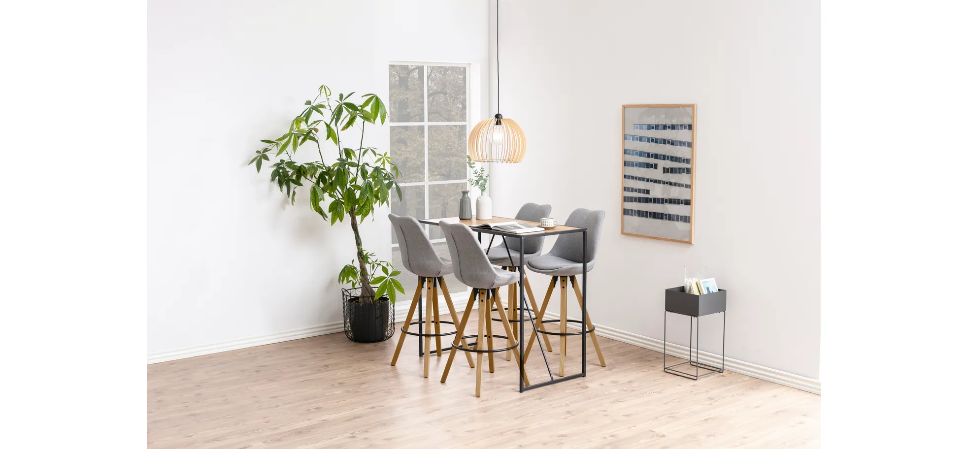 Bartisch - LB ca. 120x60 cm, Wildeiche Nachbildung, Schwarz
