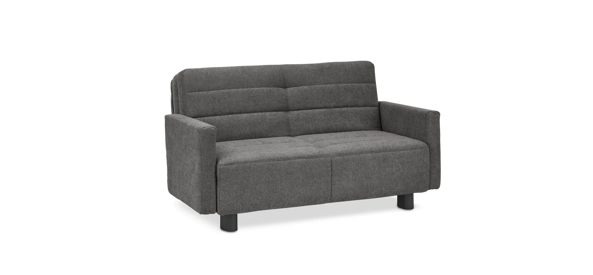  Faltsofa Easy - 2-Sitzer, ca. 140 cm inkl. Schlaffunktion/Topper/Armteil verstellbar, Stoff, Dunkelgrau
