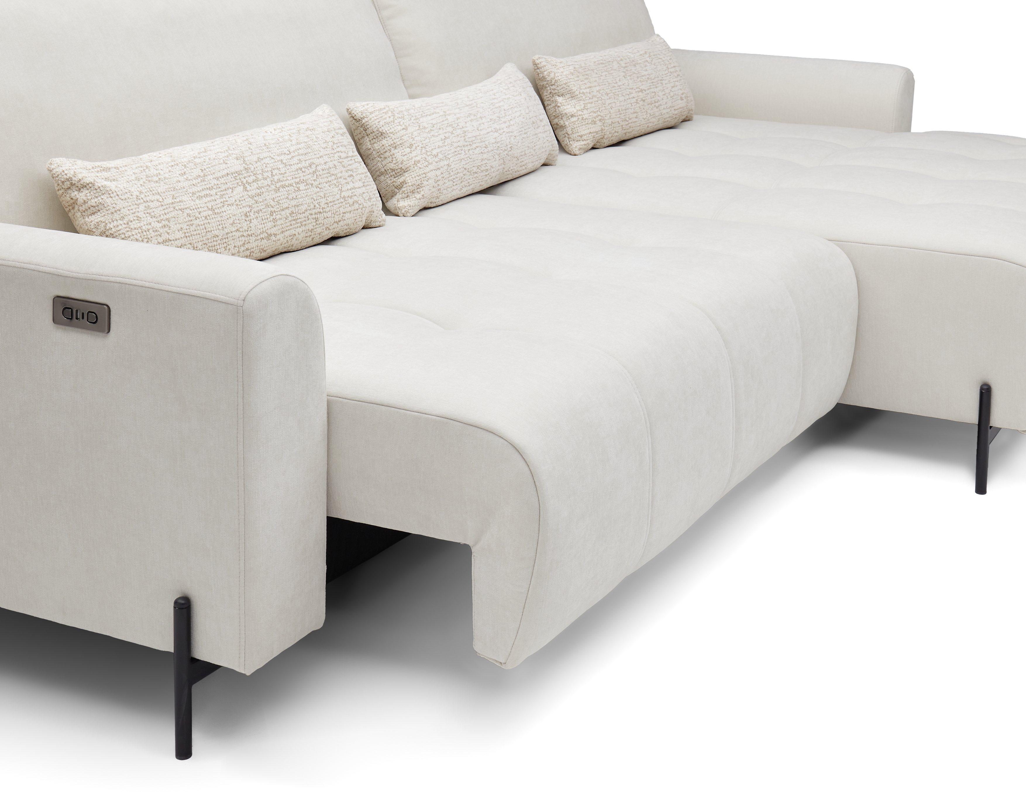Ecksofa, Stoff creme  - Helwig 