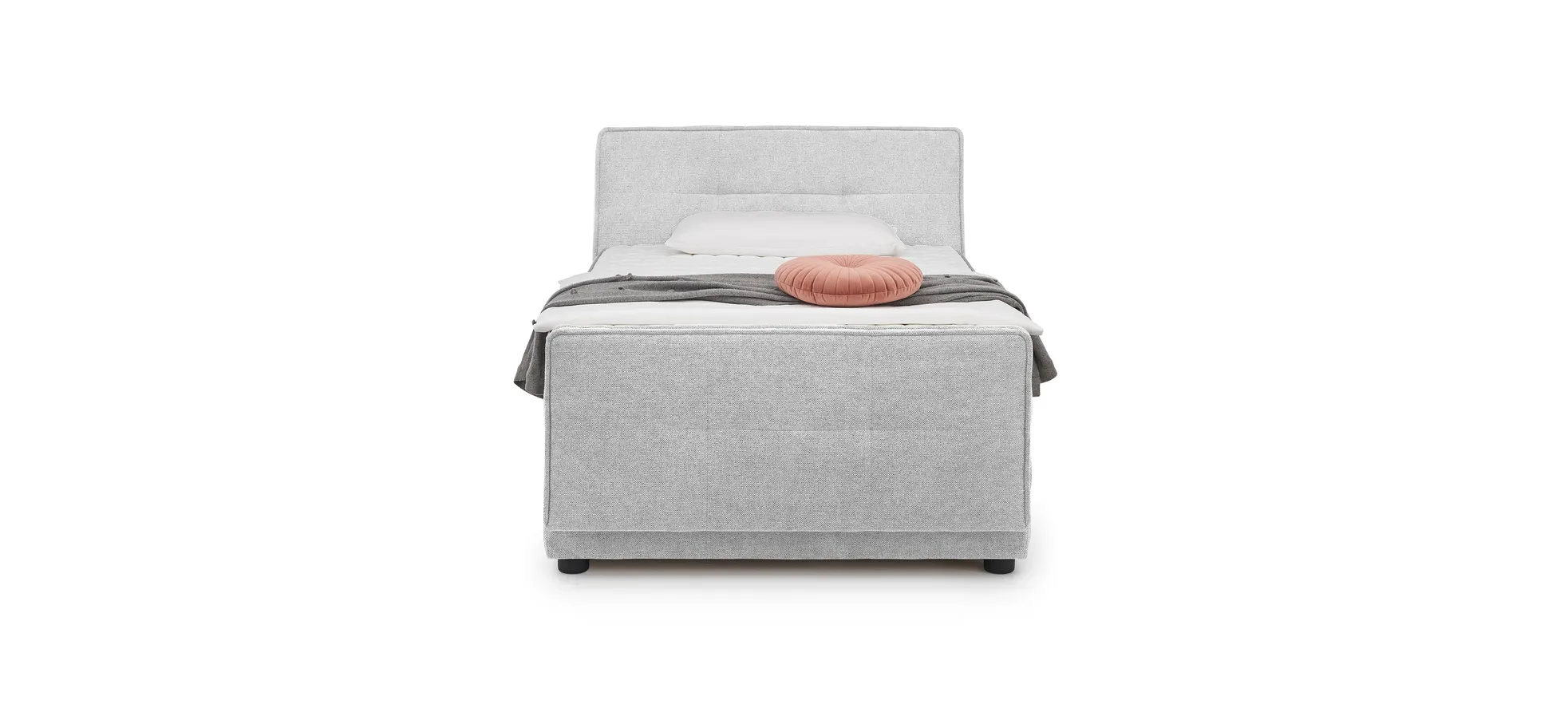 Boxspringbett- Liegefläche ca. 120x200 cm, Stoff, Hellgrau