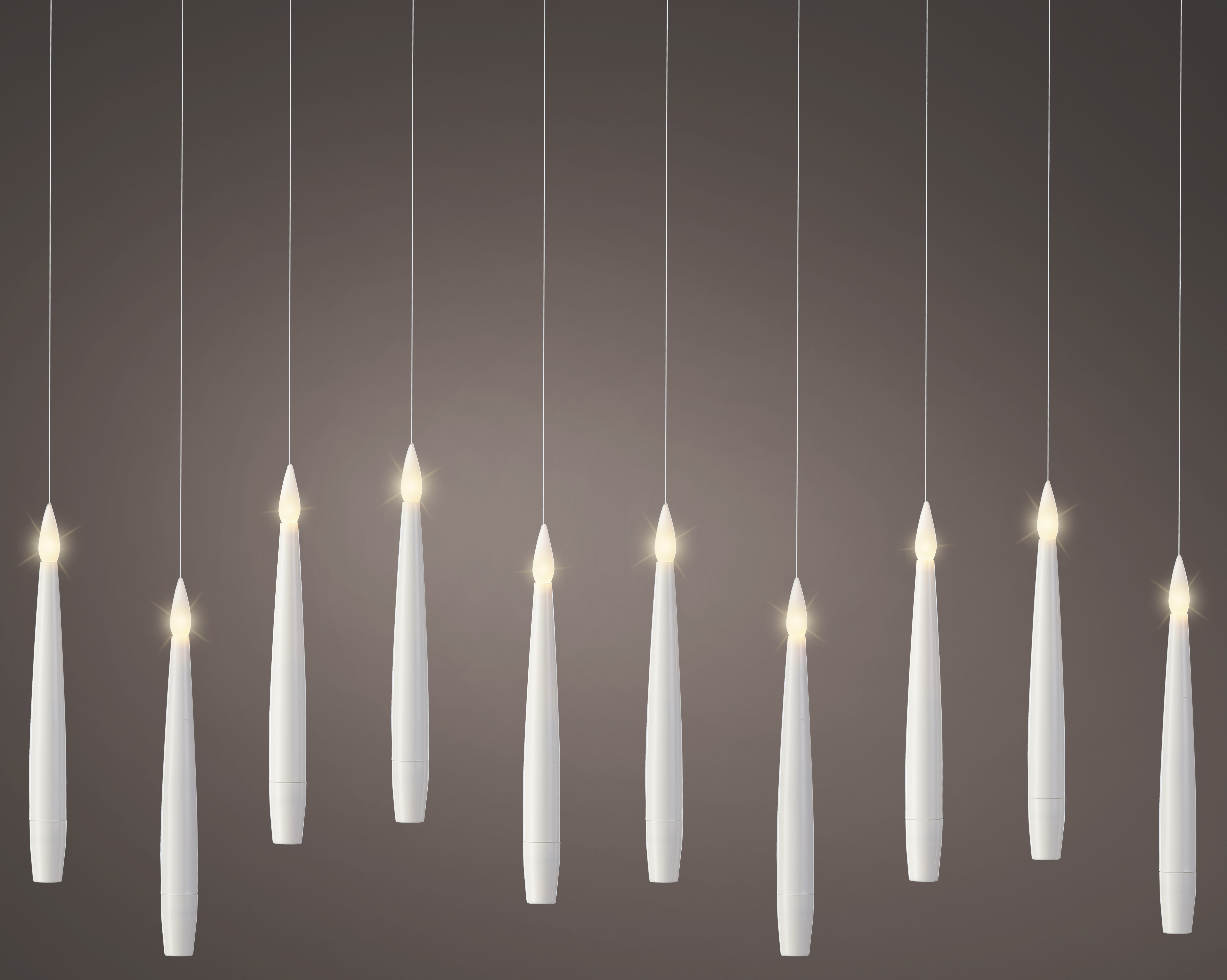 LED Kerze Wachs, Hänger, 10-er, m. Fernbedienung - weiss/warmes weiss, Plastik, Ø1.5-H15cm-1L