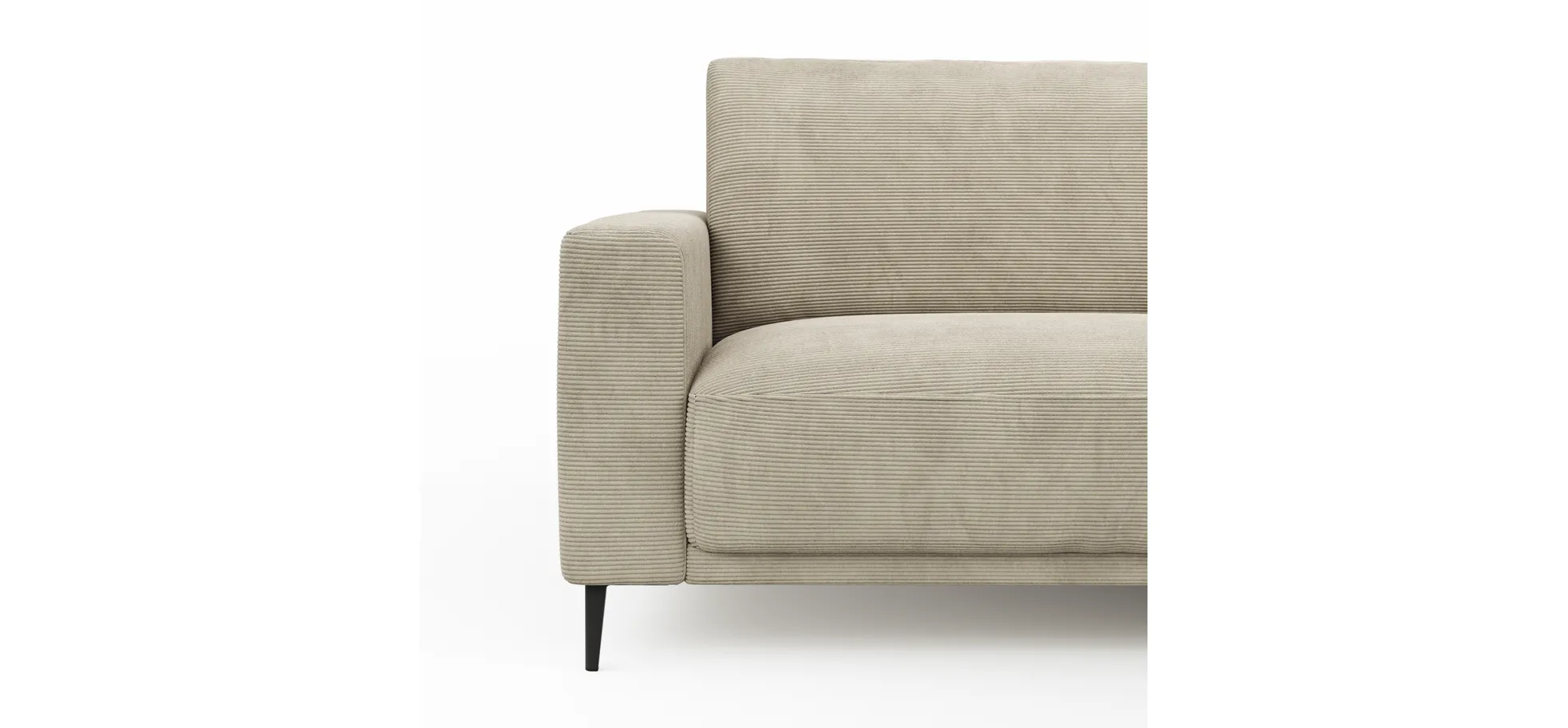 Ecksofa Solero - 1,5-Sitzer mit Longchair rechts, Stoff, Sand