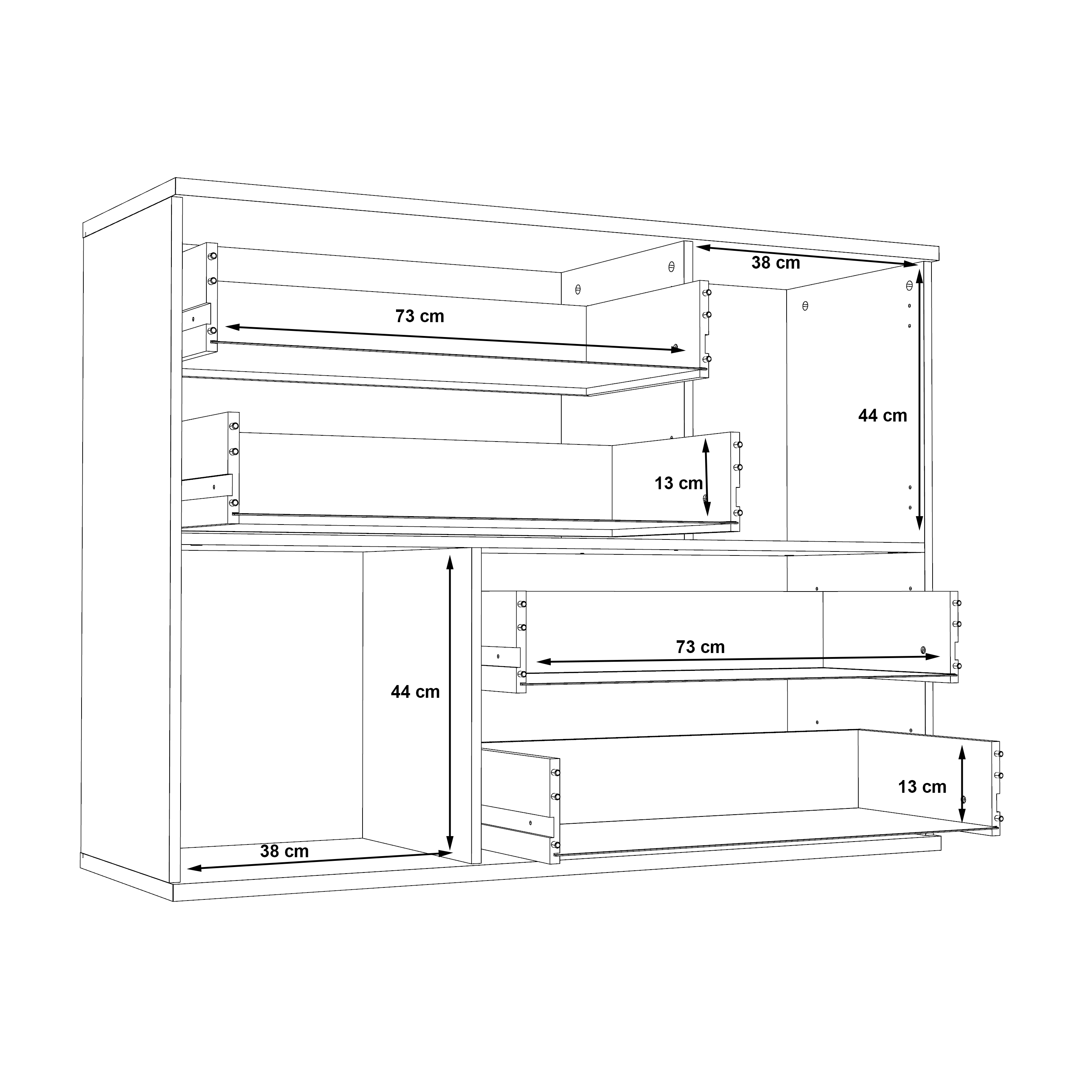 Kommode, Artisan Eiche, Dunkelgrau - Fadia
