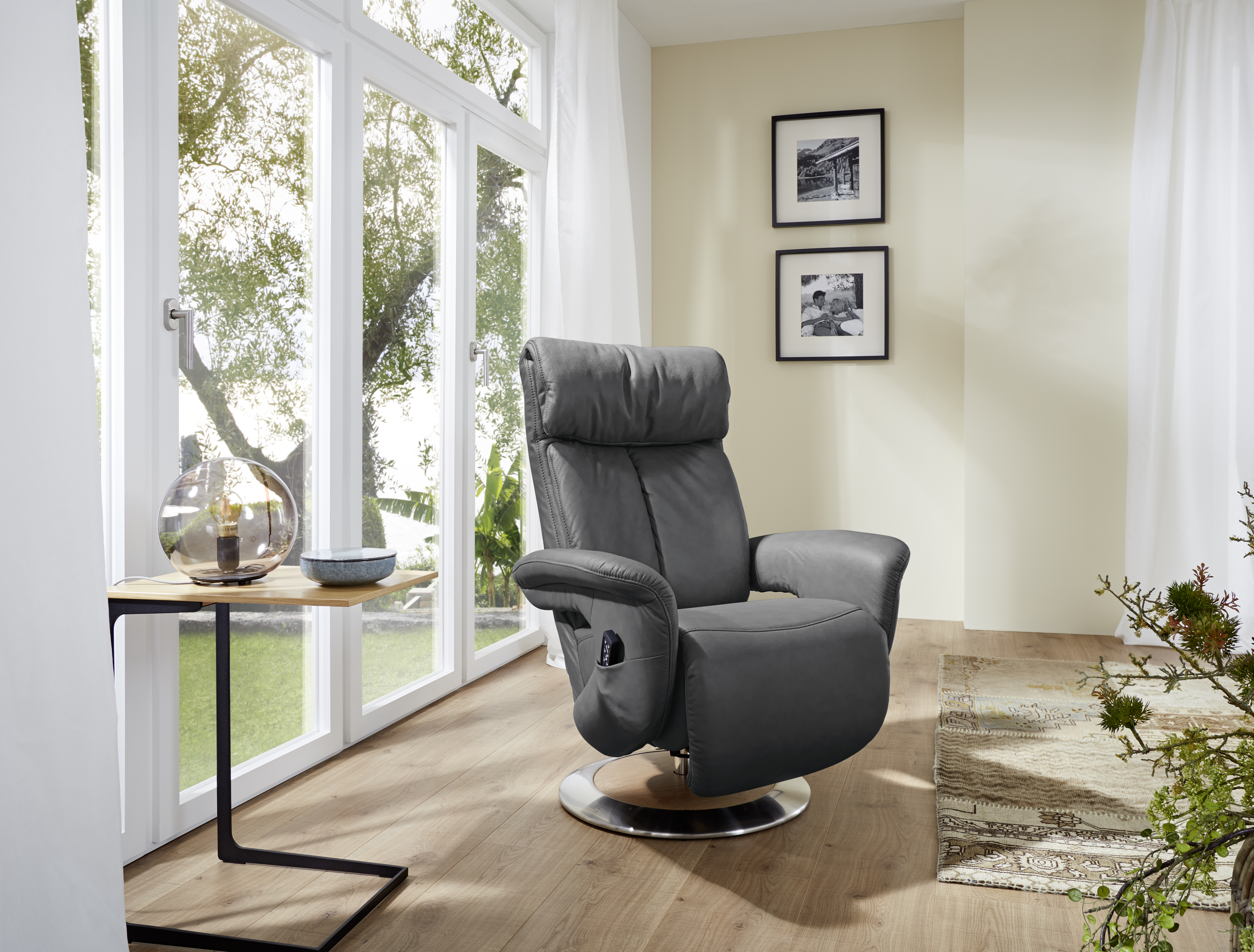 Easyswing Sessel "Large", Leder Zinn - EM 8049