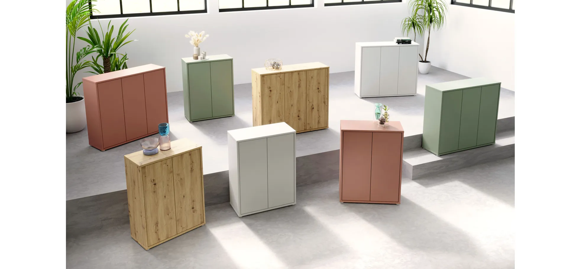 Schuhschrank, Salbei, 2 Türen - Faid