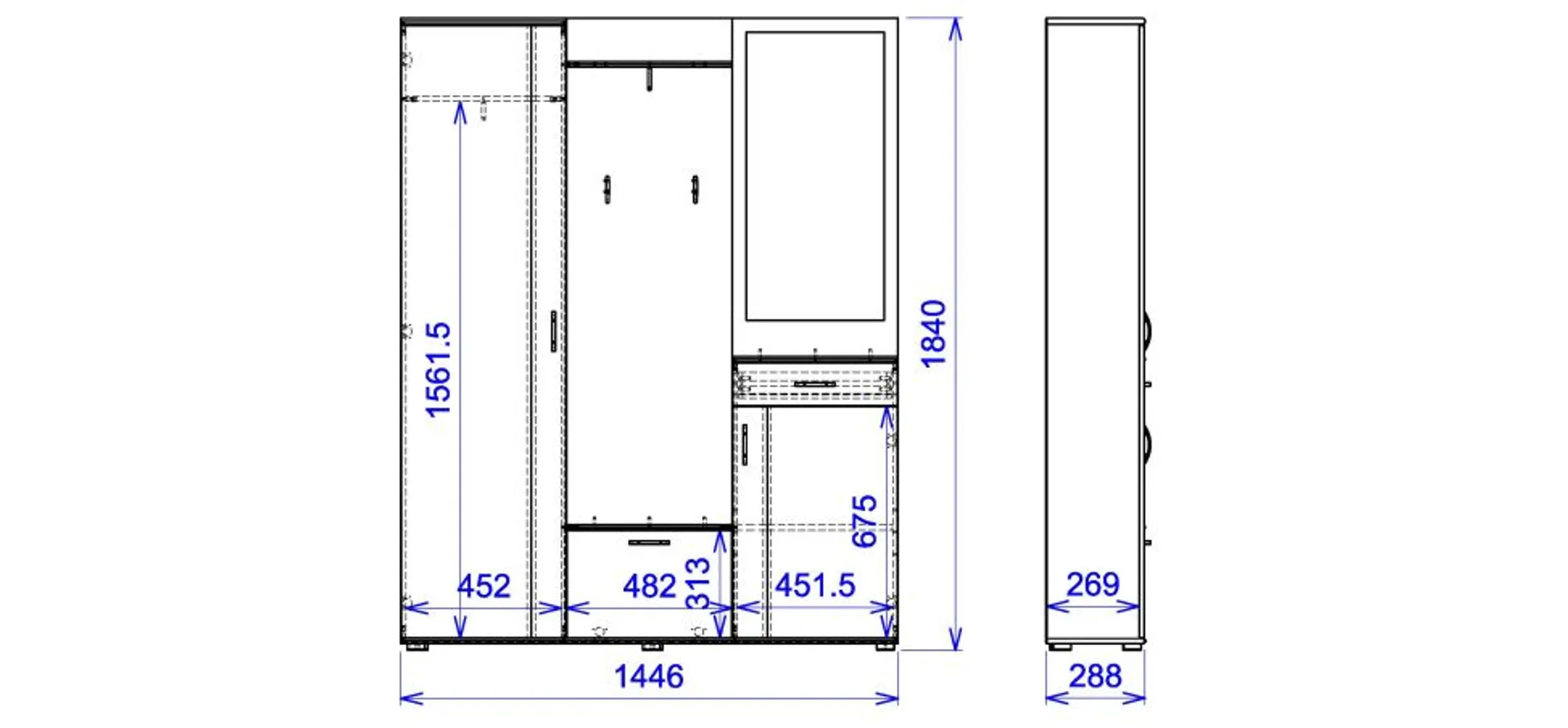 Kompaktgarderobe - Sonoma Eiche Nachbildung, Weiß