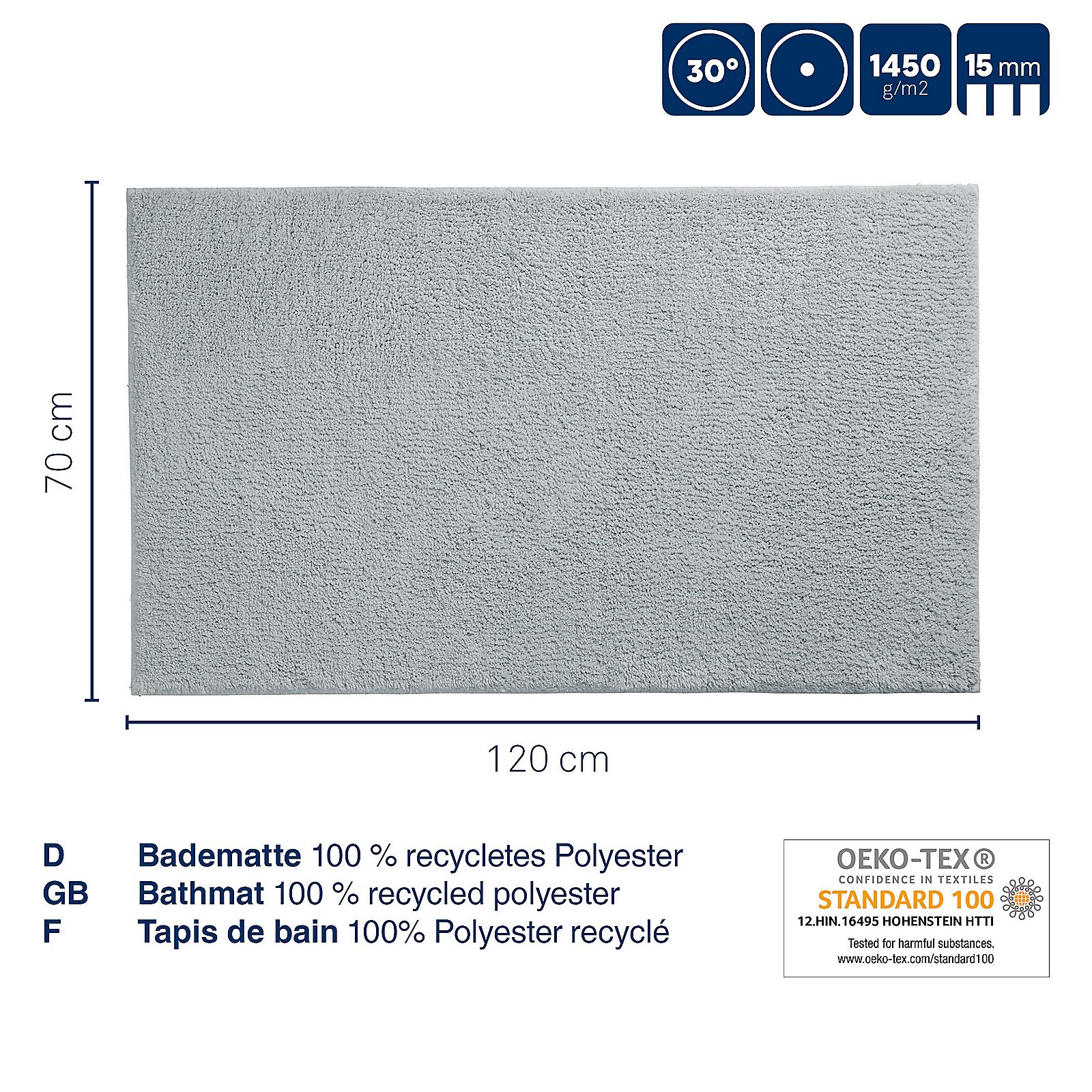 Badematte Maja 70x1,5x120 cm - 100%Polyester petrol