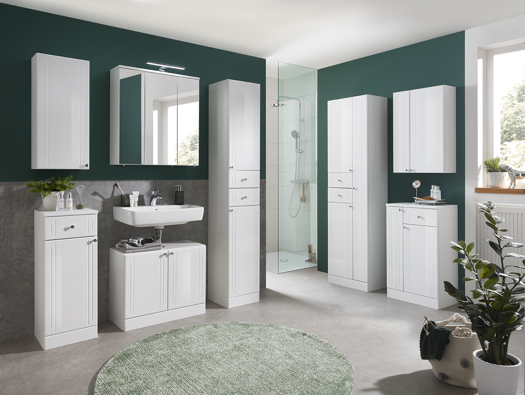 Wandschrank, weiß HG, 2 Türen, 2 Böden - QUICKSET - 955