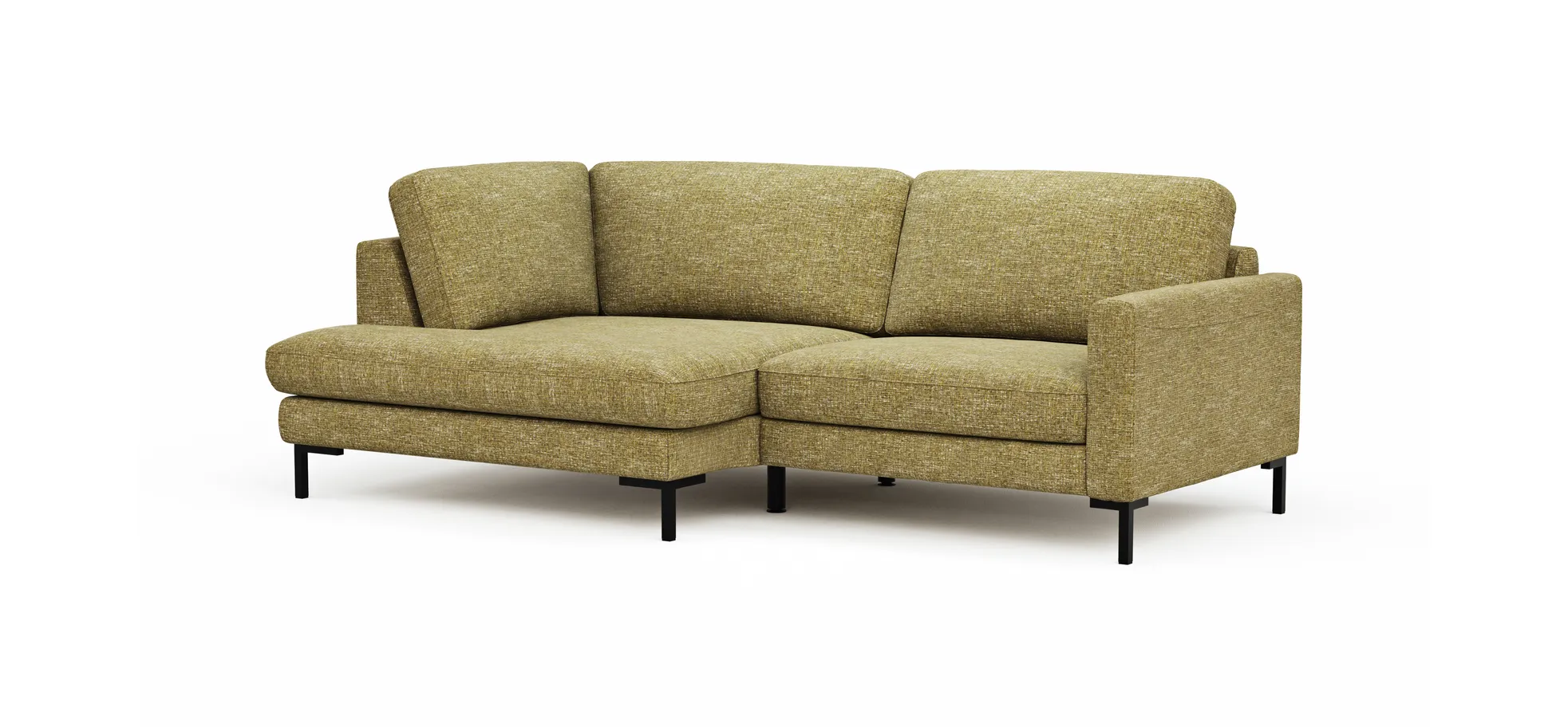Ecksofa Oviedo - Ecke links mit 1,5-Sitzer, Stoff, Senfgelb