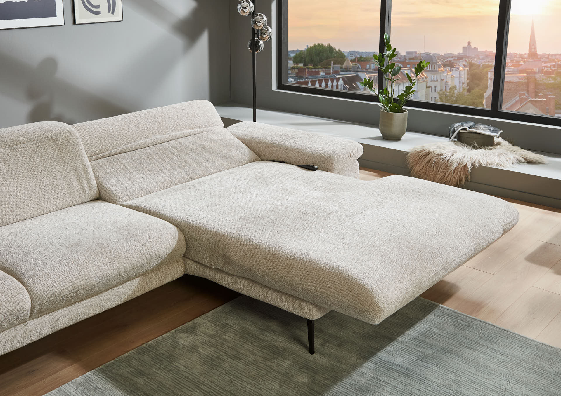 Ecksofa, Bezug natur, Federkern - LS24 Capizi