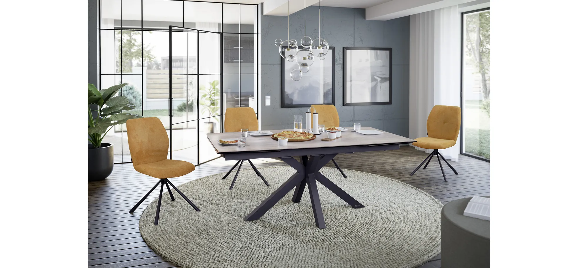 Esstisch, ausziehbar, Glaskeramik hellbraun - Melania