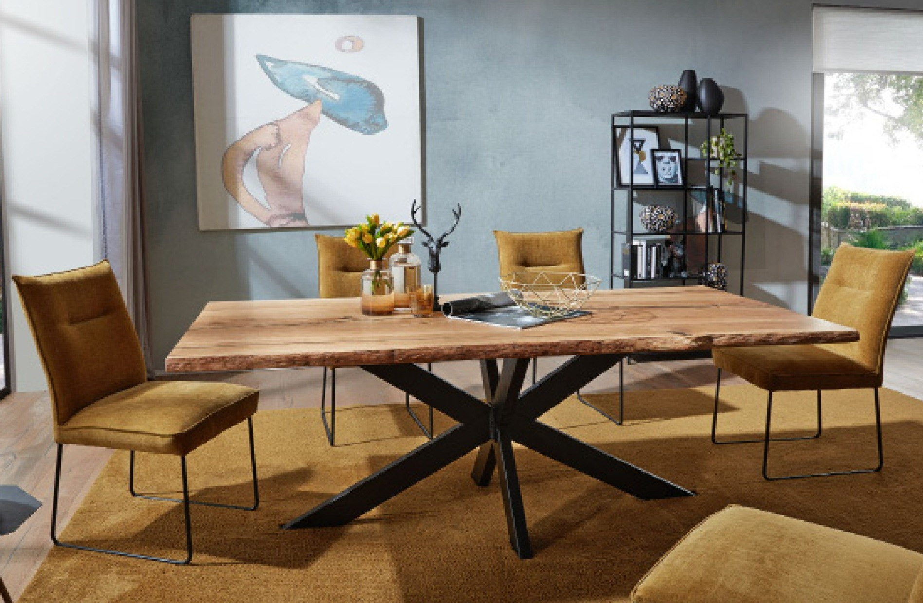 Esstisch, Massiv-Holz,Baumkante,220x100 cm - Mykon 940