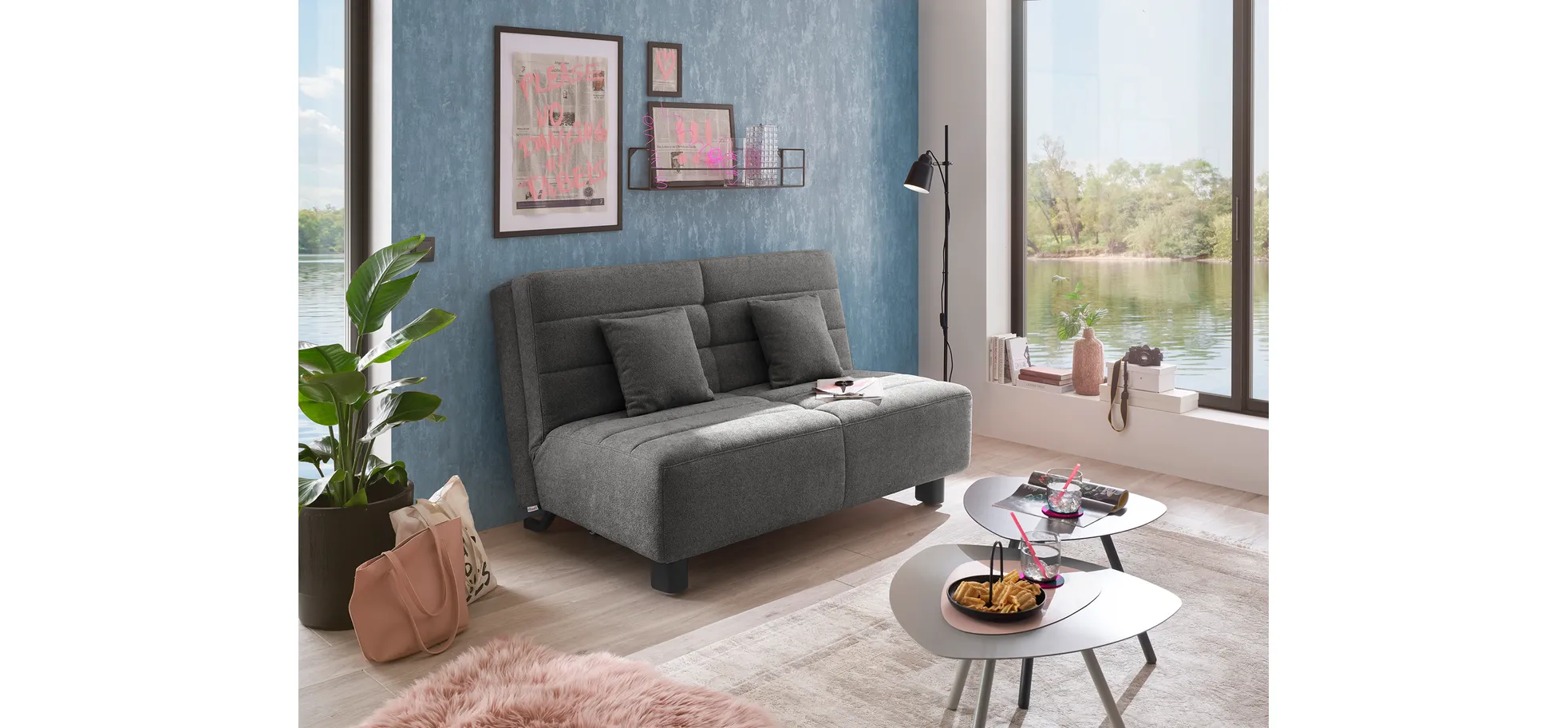 Faltsofa Easy - 2-Sitzer ohne Armlehne, ca. 140 cm inkl. Schlaffunktion, Stoff, Dunkelgrau Faltsofa Easy - 2-Sitzer ohne Armlehne, ca. 140 cm inkl. Schlaffunktion, Stoff, Dunkelgrau