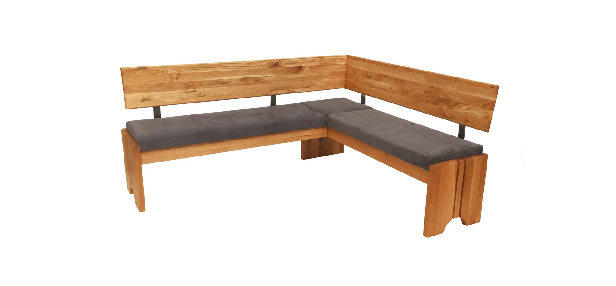 Eckbank - mit Truhe, Breite ca. 192 cm, Stoff, dunkelbraun, Eiche massiv