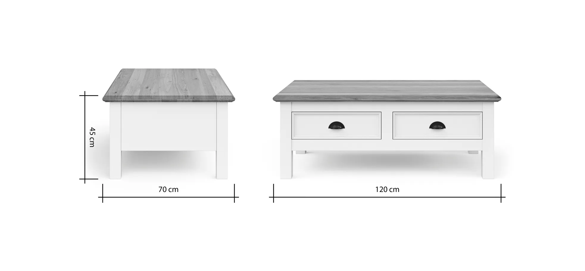 Couchtisch Louisiana - LBH ca. 70x120x45 cm, Weiß