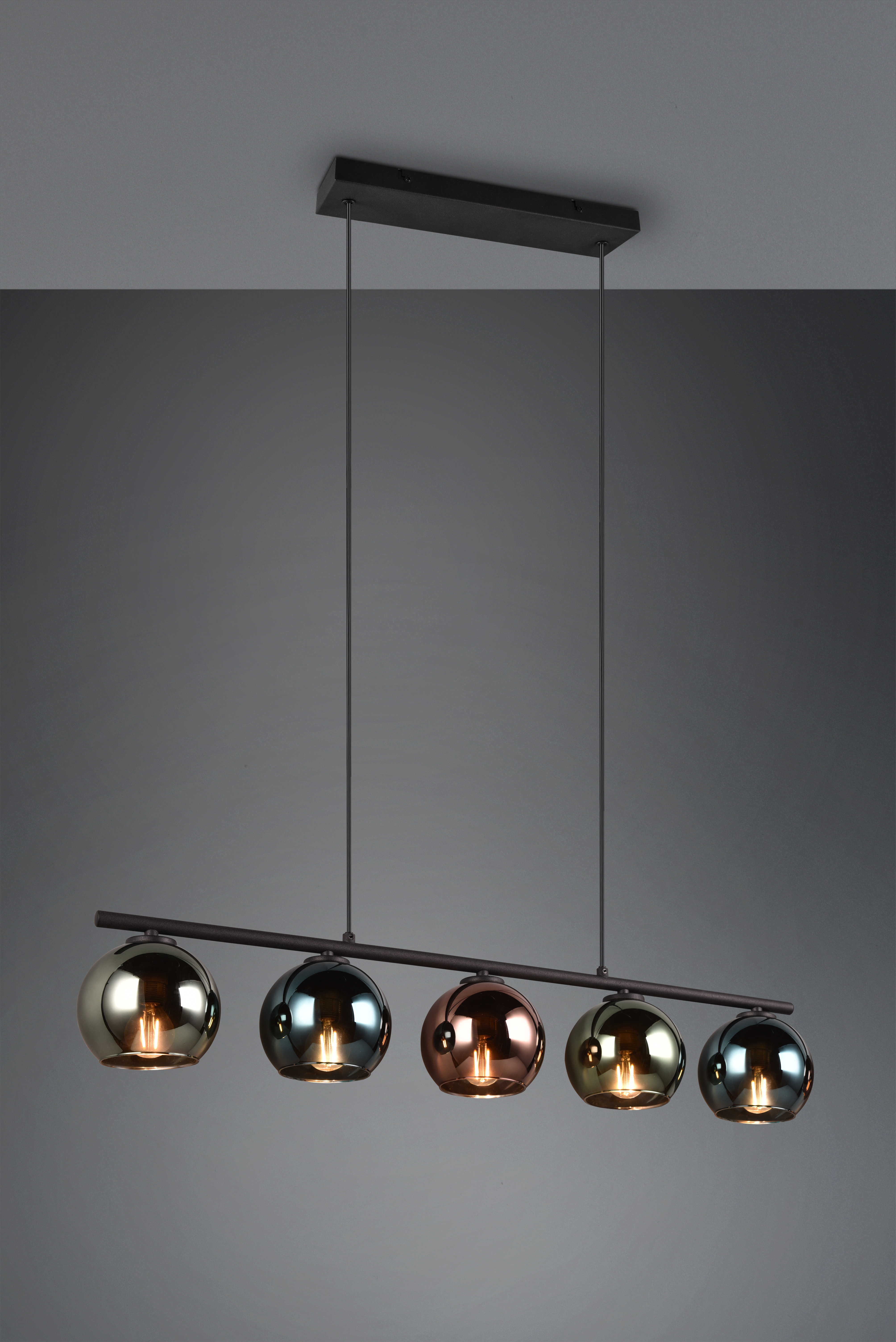 Pendelleuchte Sheldon - 5flg., Metall/multicolor, ca.83 x Höhe max: 150 cm