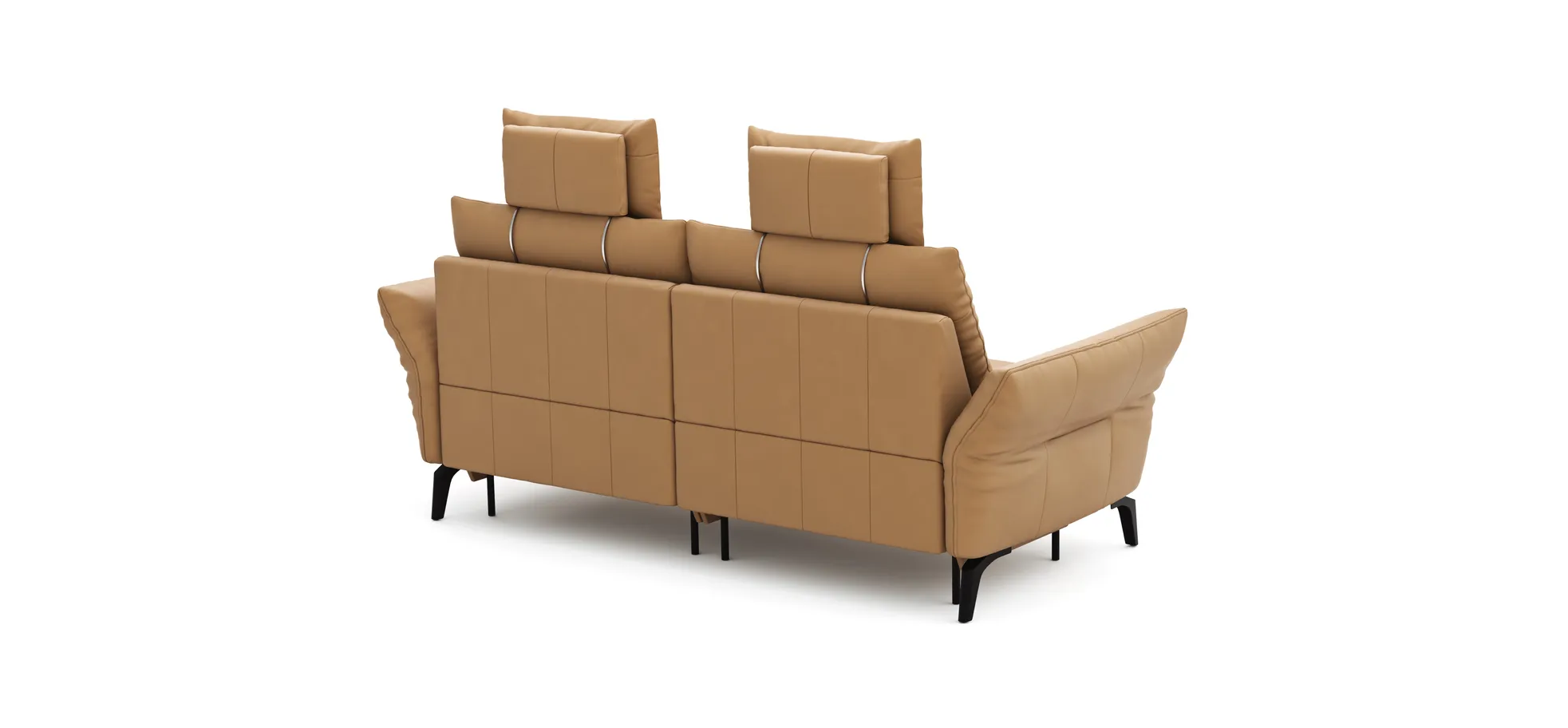 Sofa Bahia - 2-Sitzer inkl. Kopfstütze/ Armlehne verstellbar und Relaxfunktion (motorisch), Leder, Kurkuma
