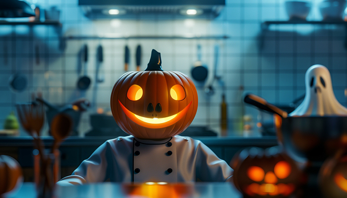 Koch mit Kürbiskopf Halloweenevent • Koch mit Kürbiskopf