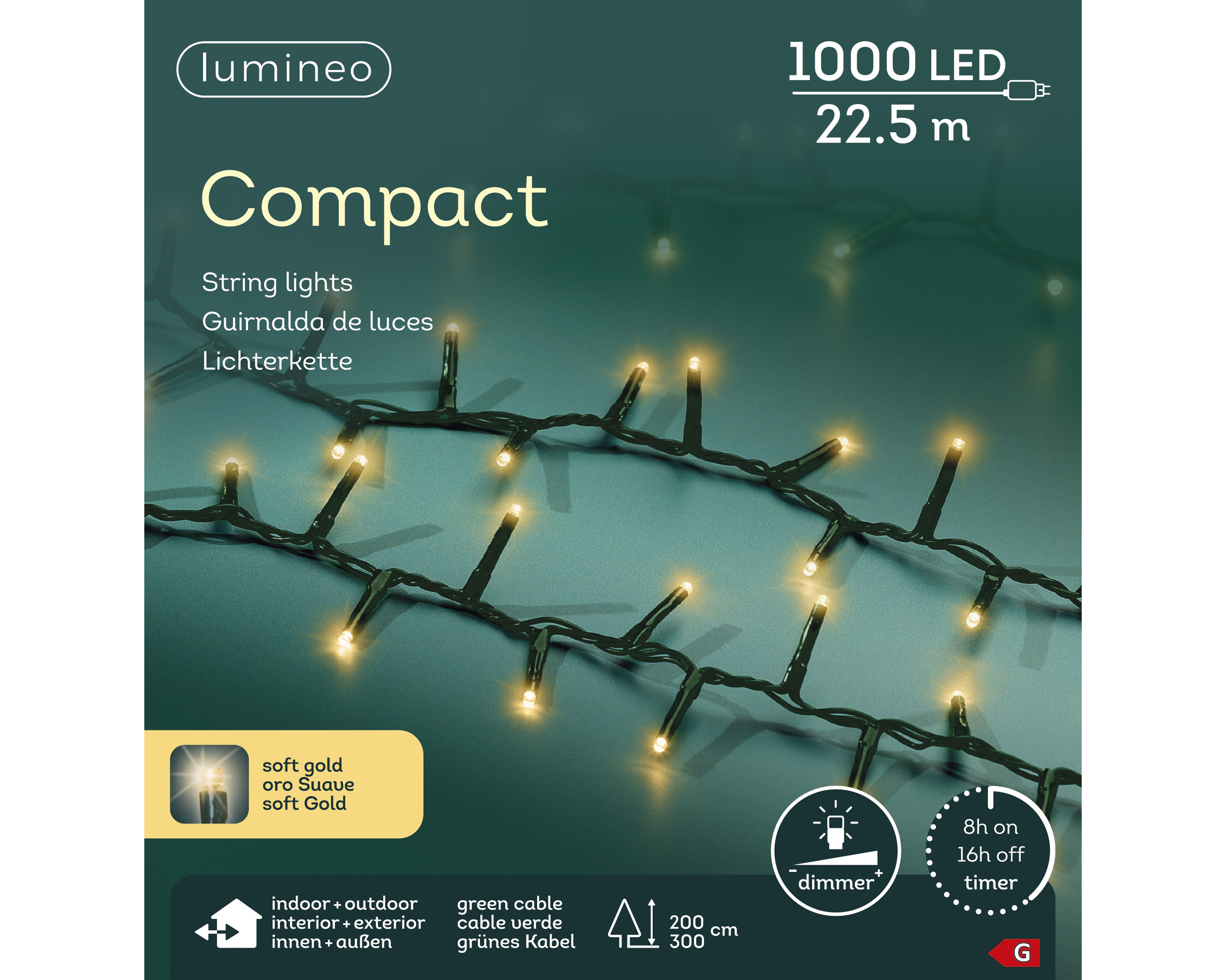 LED Compact Beleuchtung - Grün/Soft gold, PVC, 2250cm-1000L