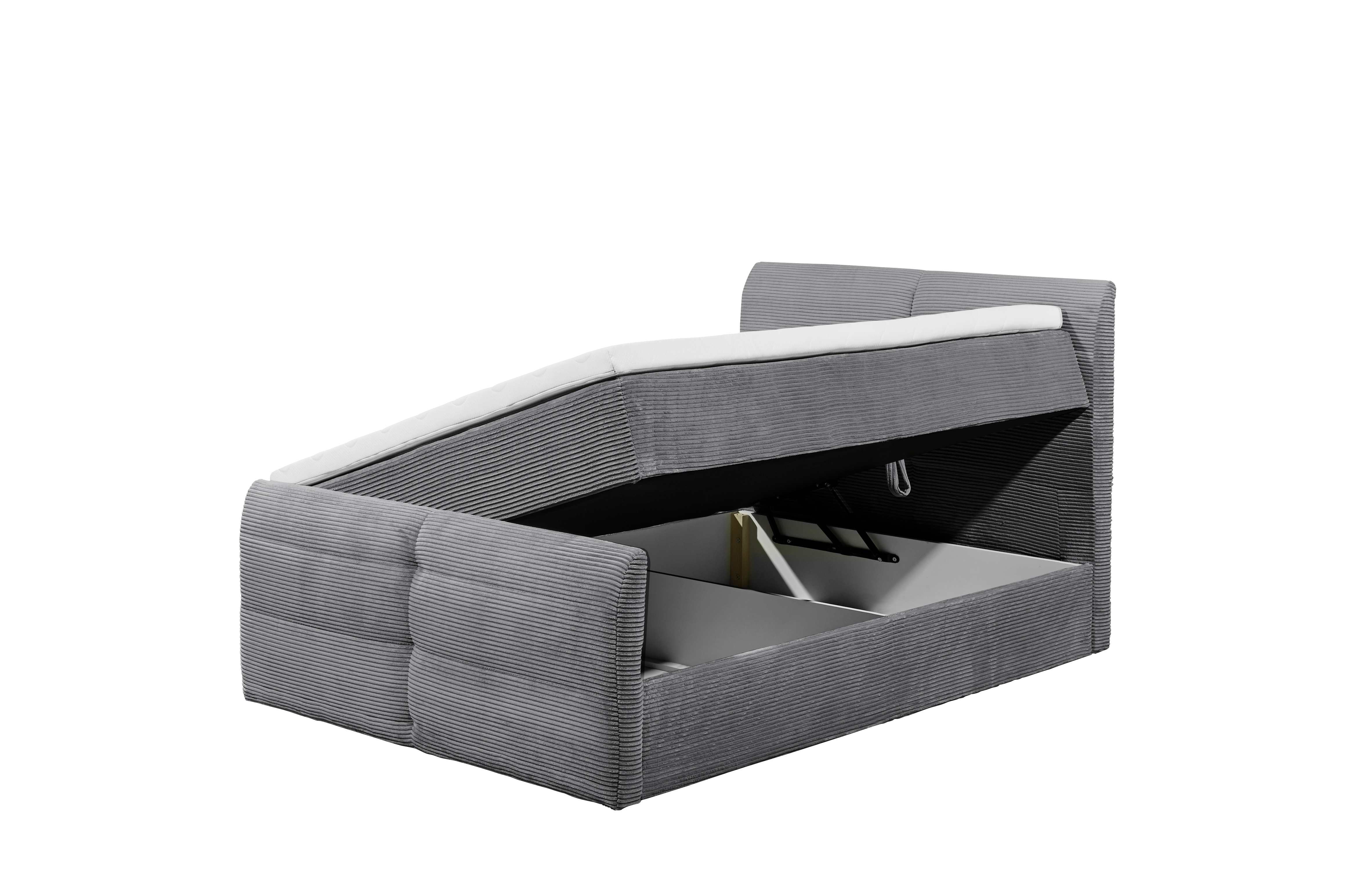 Boxspringbett, ca. 120 x 200 cm, inkl. Bettkasten  - MyStyle 3063, Stoff ash 
