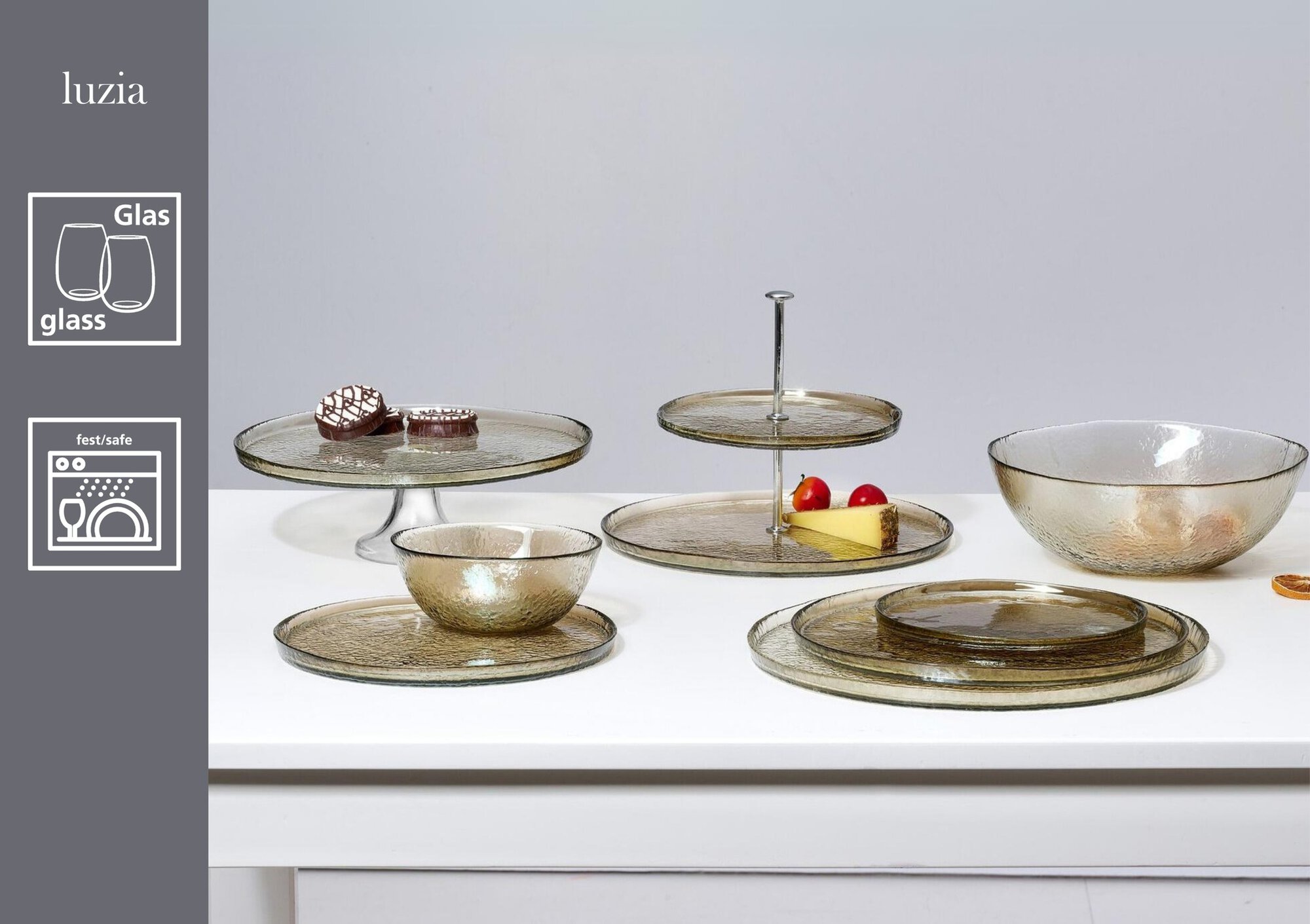 Schale Luzia - glas, braun, 25cm