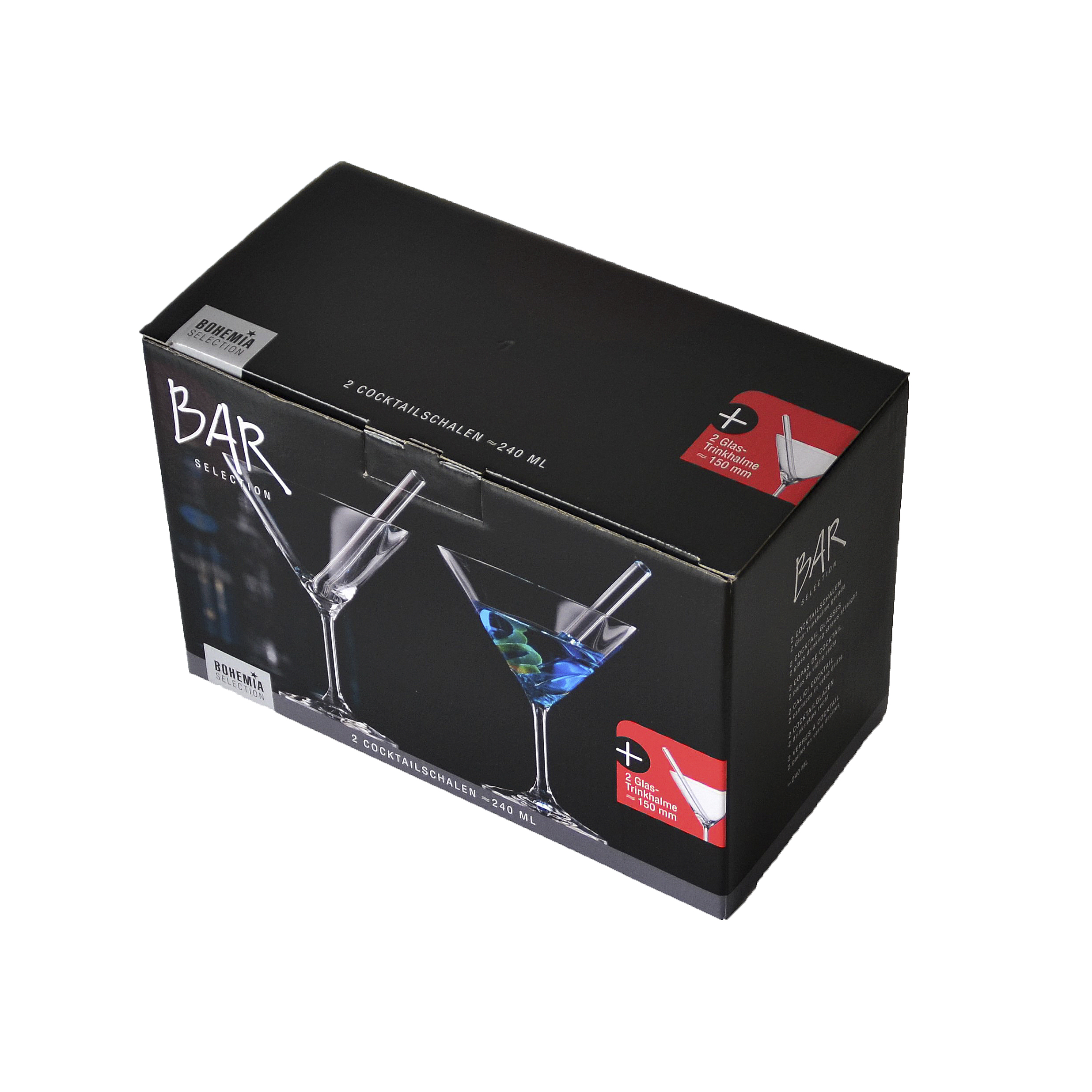 Cocktailschalen Bar Selection - 2-er Set, Kristallglas, 420ml, mit Trinkhalm