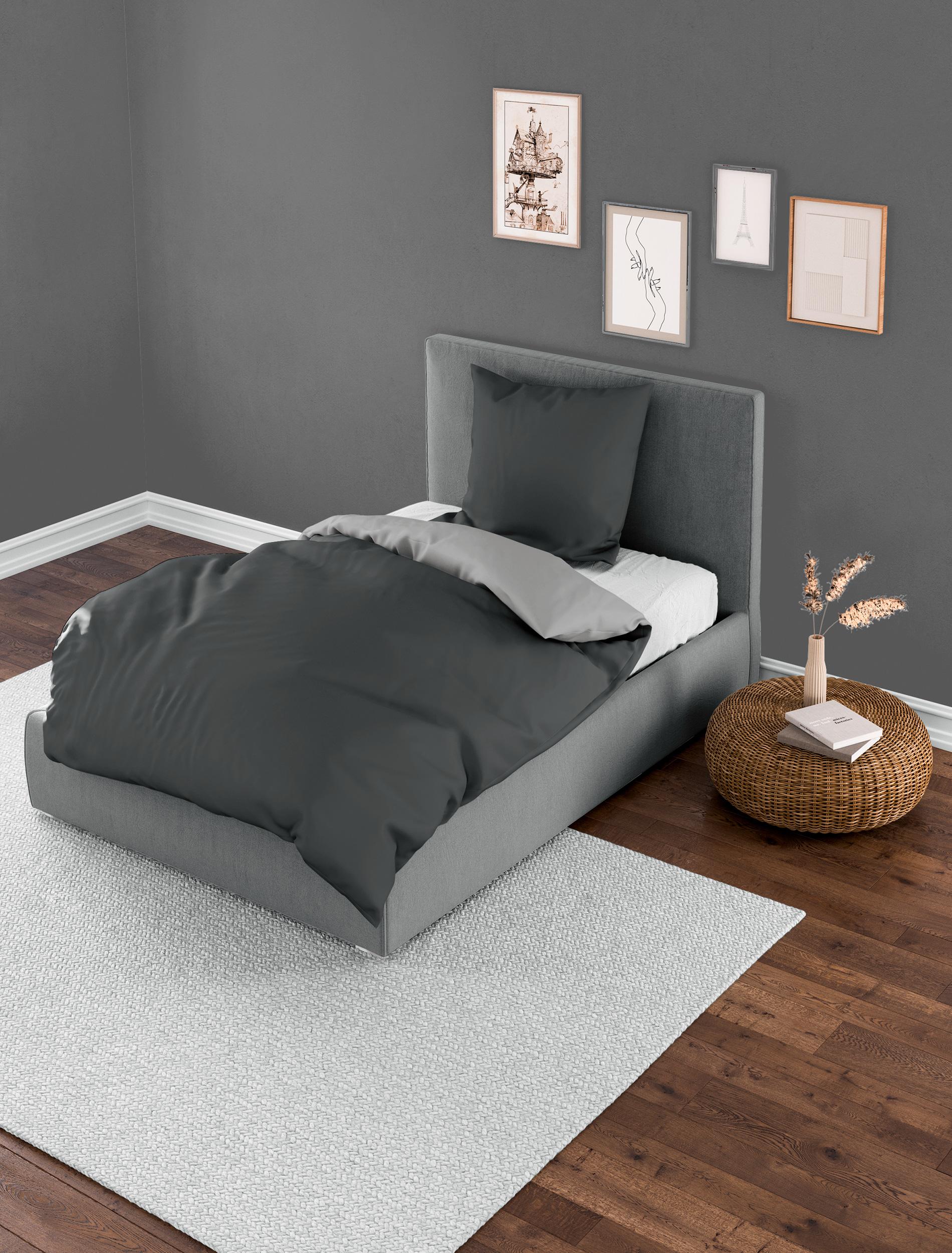 Bettwäsche Casea Bilbaos, 155x220cm - anthrazit/stein